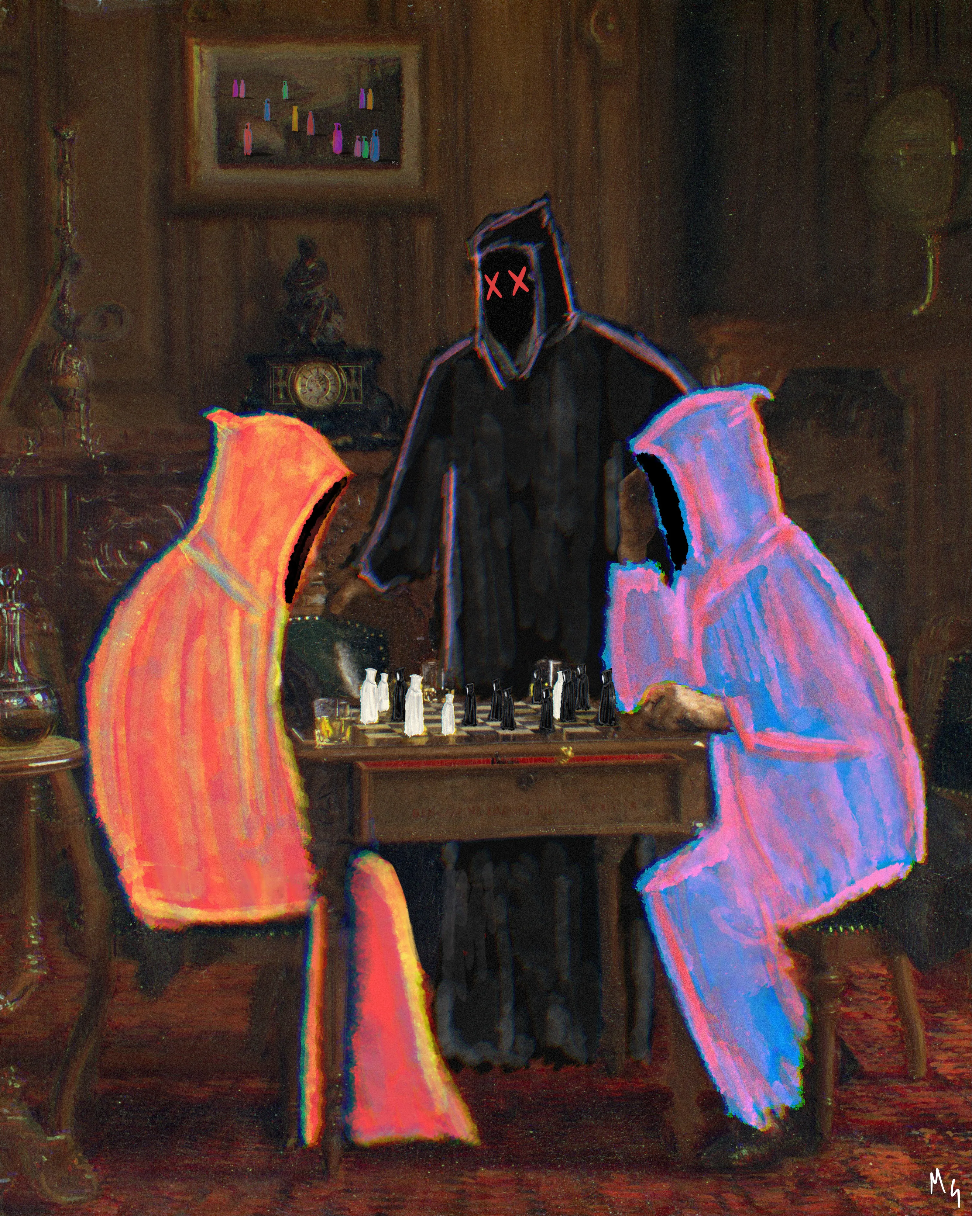 A game with a lot on the line...

A piece based on the original painting titled "The Chess Players" by Thomas Eakins