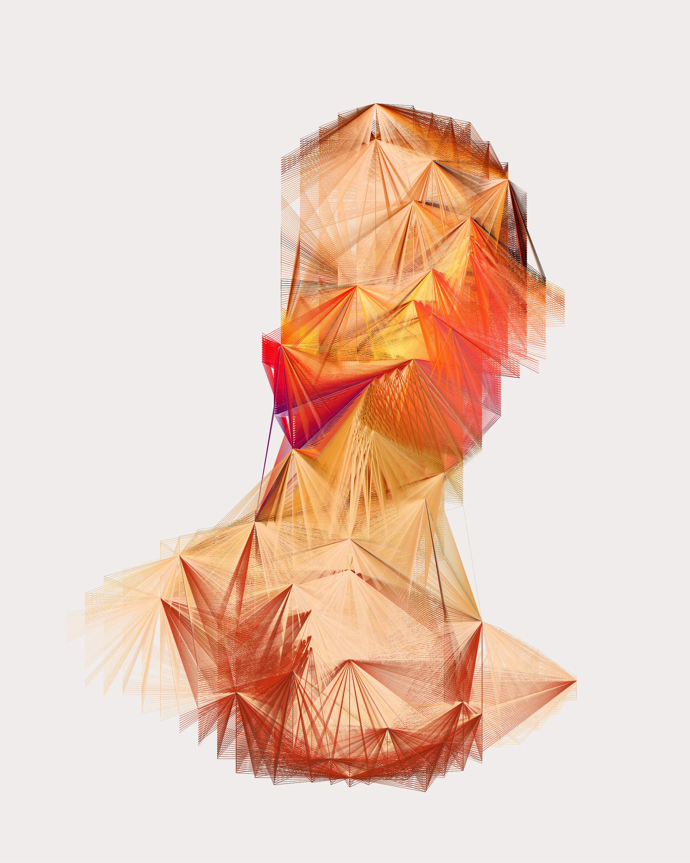 This unique portrait is from the series 'alternatives'. A series of 100 generatively created portraits using only Javascript and sourced images. The series was exhibited in a solo show at Kate Vass Galerie 2019, curated by Jason Bailey.