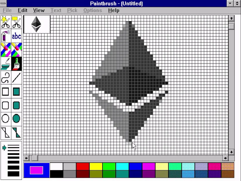 Ethereum Logo in Paintbrush.