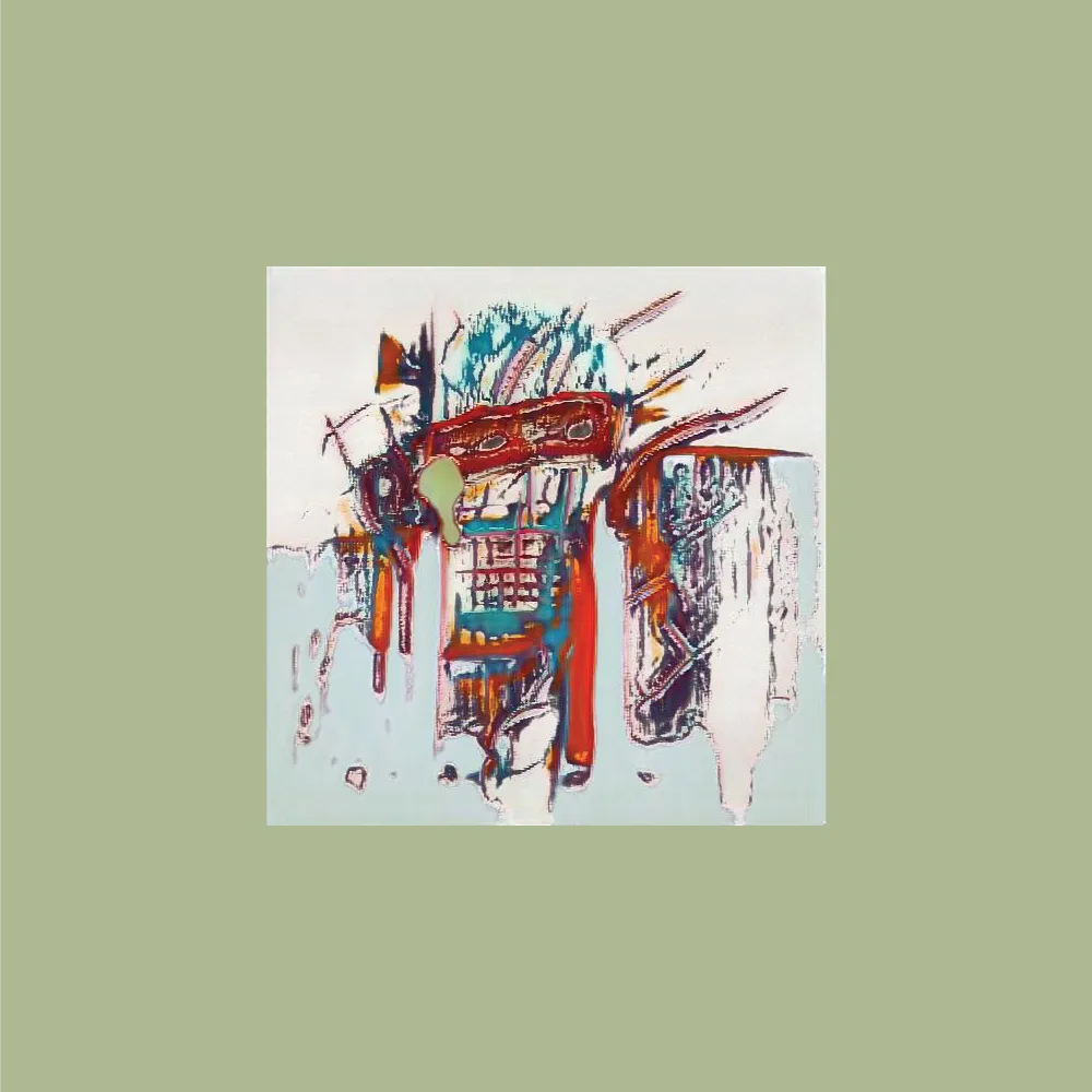 Artwork created from GAN (generative adversarial network) trained on paintings and drawings by Jean Michel Basquiat with some influence from a model trained on the Simpsons.