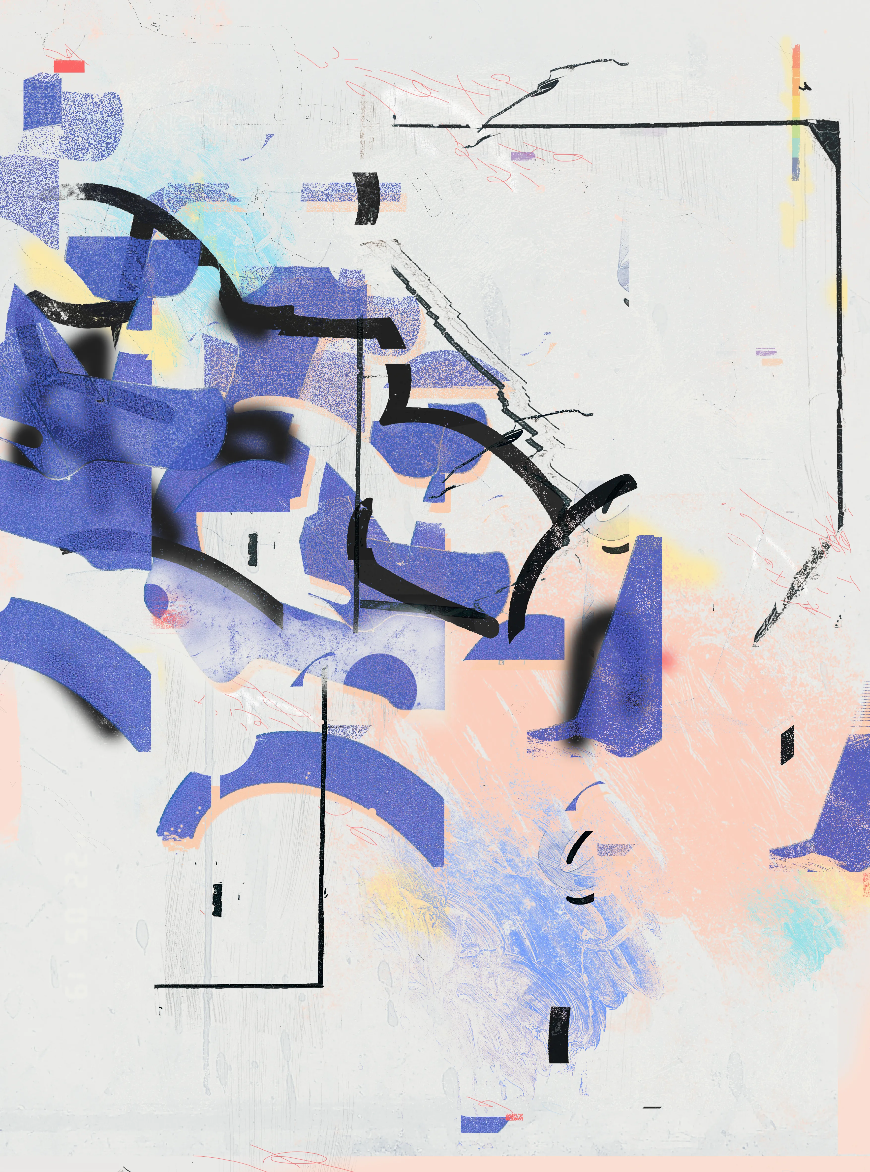 Digital Post-Abstract piece by ODD JOBS 

the gap between / the non-space / wearing away / glitching itself from its roots / it points and pulls / it sings to itself / it is ephemeral and ephemera / my glass threshold / show me a sign 