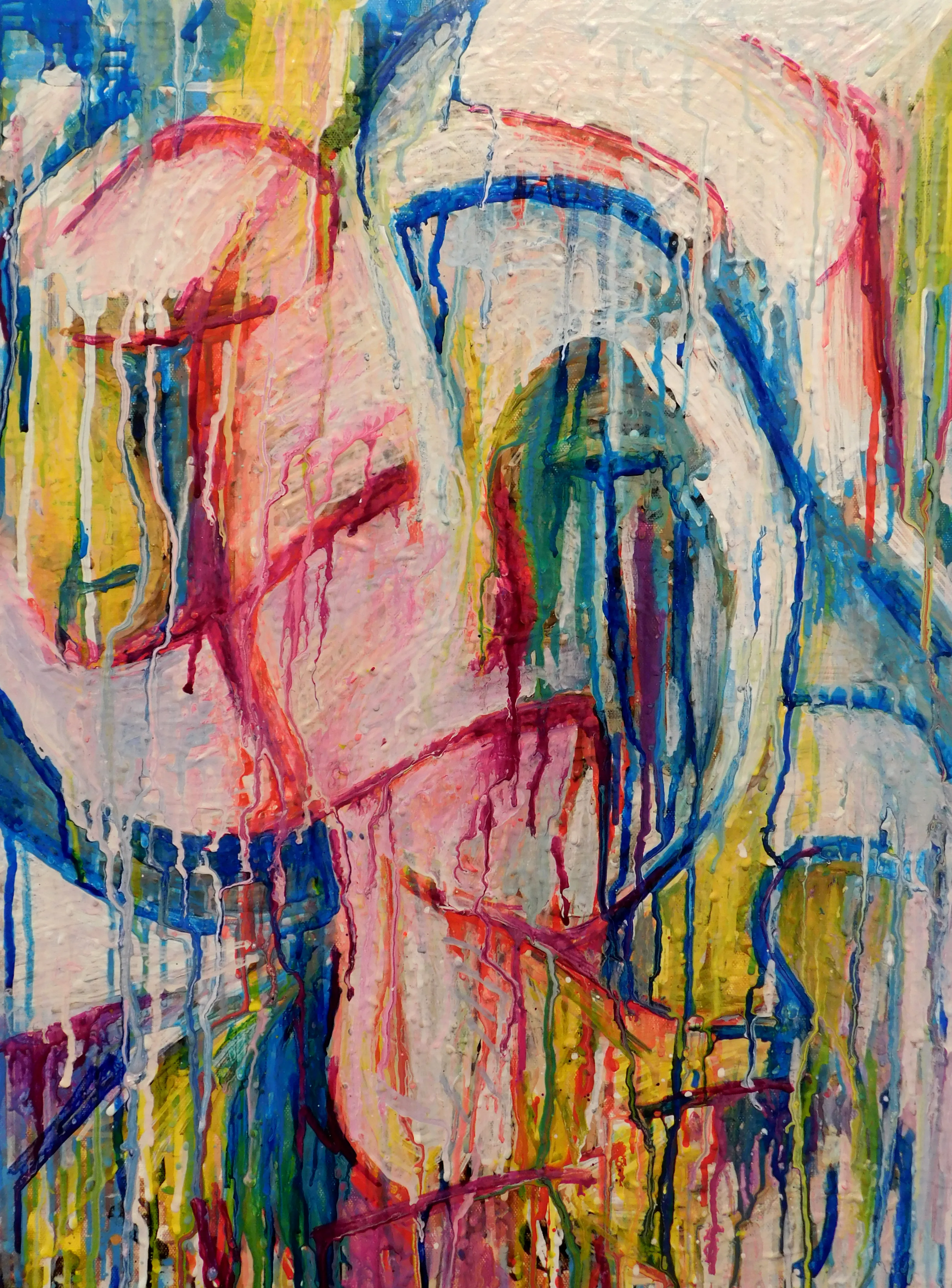 The computer vision company GumGum commissioned a painting from one of my robots and five human artists. They then performed an artistic turing test where they put the six artworks into a line-up and asked people which one was painted with AI. Test after test, the other artworks were chosen. This painting was created using more than two dozen AI algorithms including multiple neural networks and feedback loops, all competing with each other for control of the brush. 