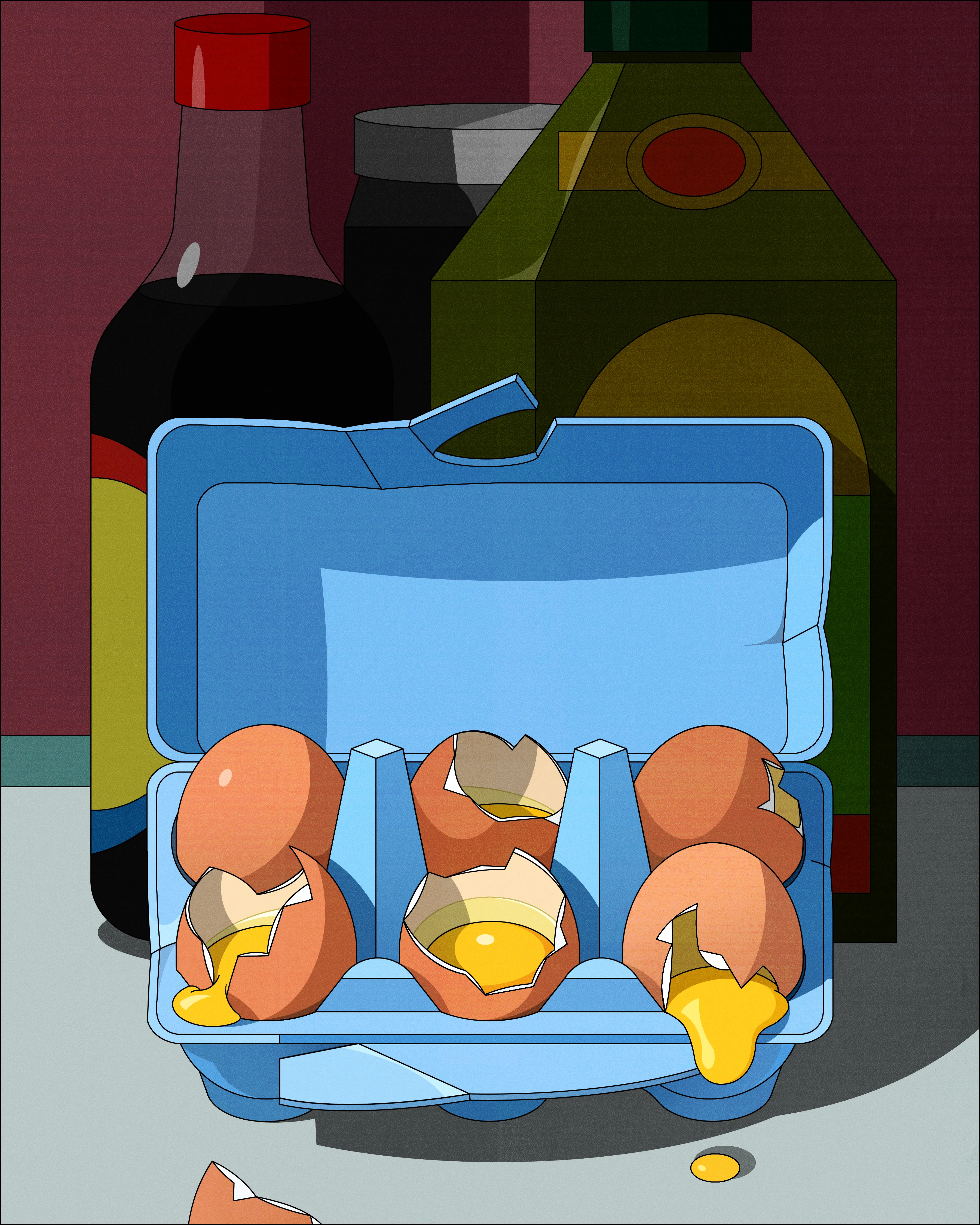 Carton of broken eggs. 