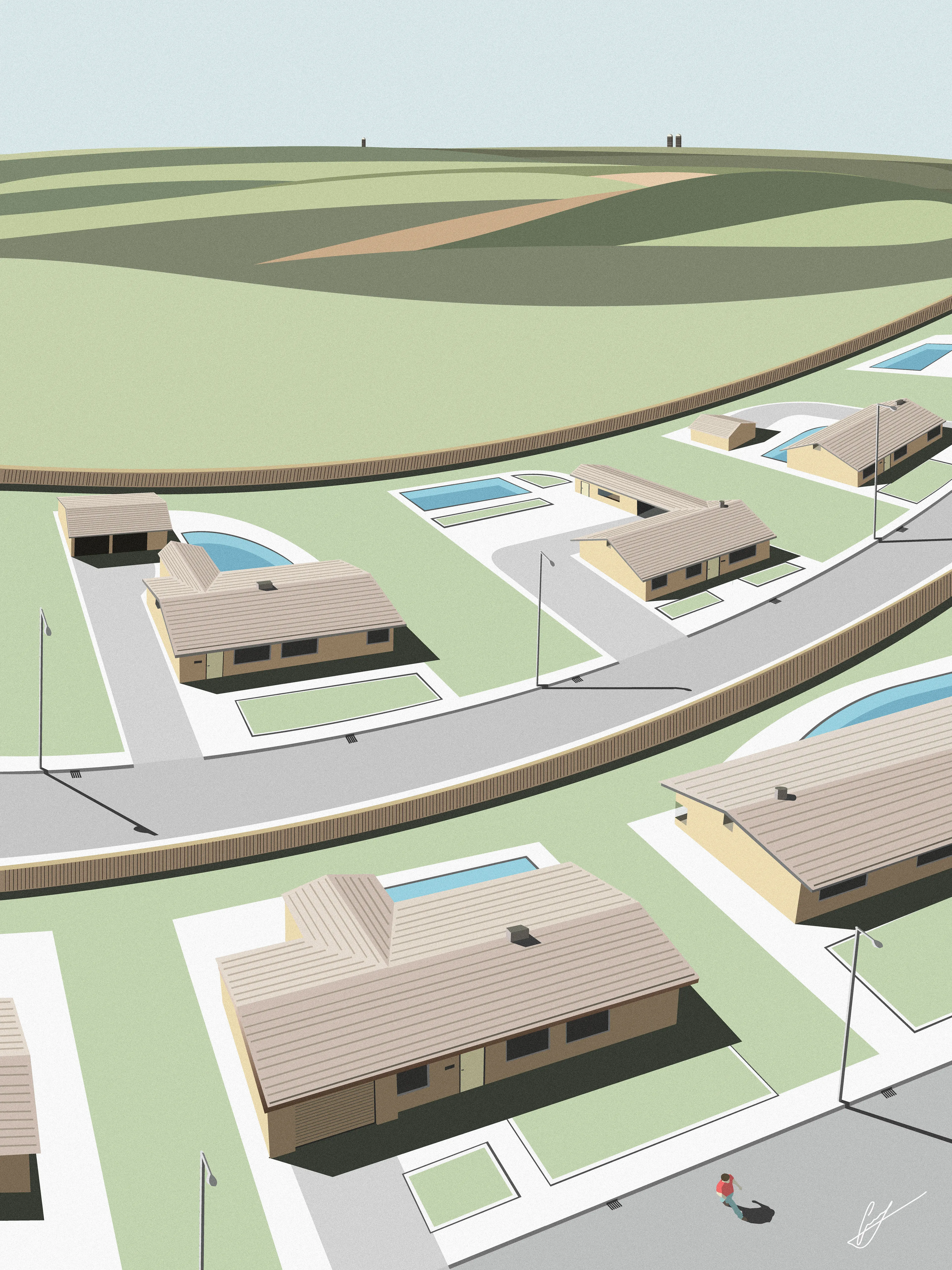 Part of the recently completed "Midwest" collection. A romanticism of life in the Midwest of the United States. With heavy influence from 20th century artists, this series is a digital exploration of the 1930s art movement of American Regionalism. This piece in particular was the first to start the series. 