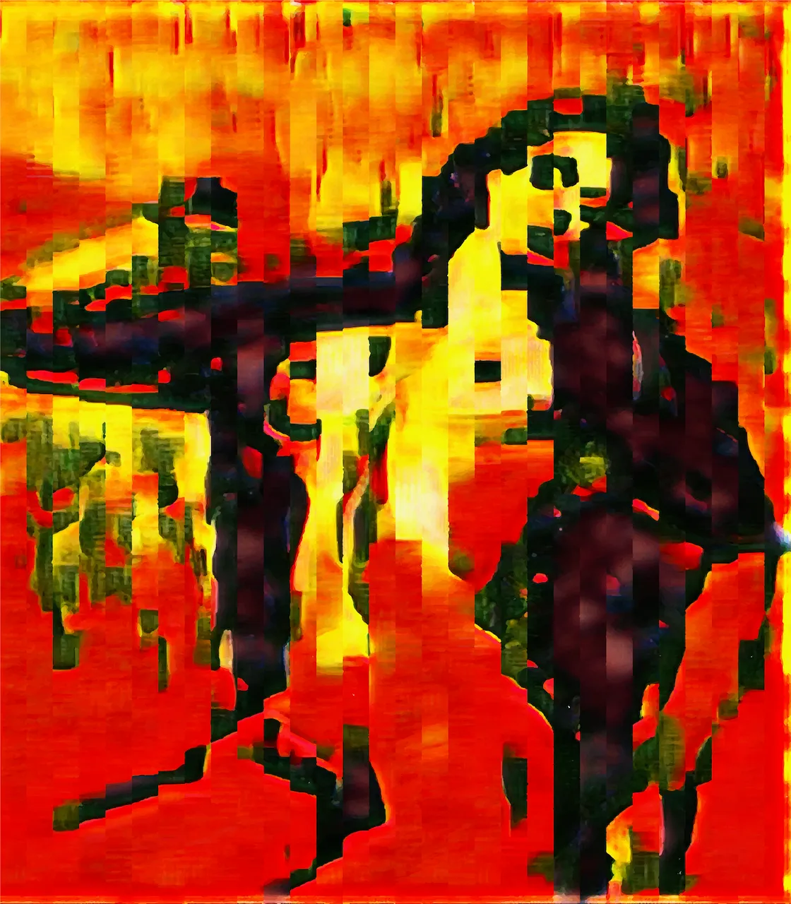 my original live drawing, cycleGANned and computationally post-processed #numpytillism