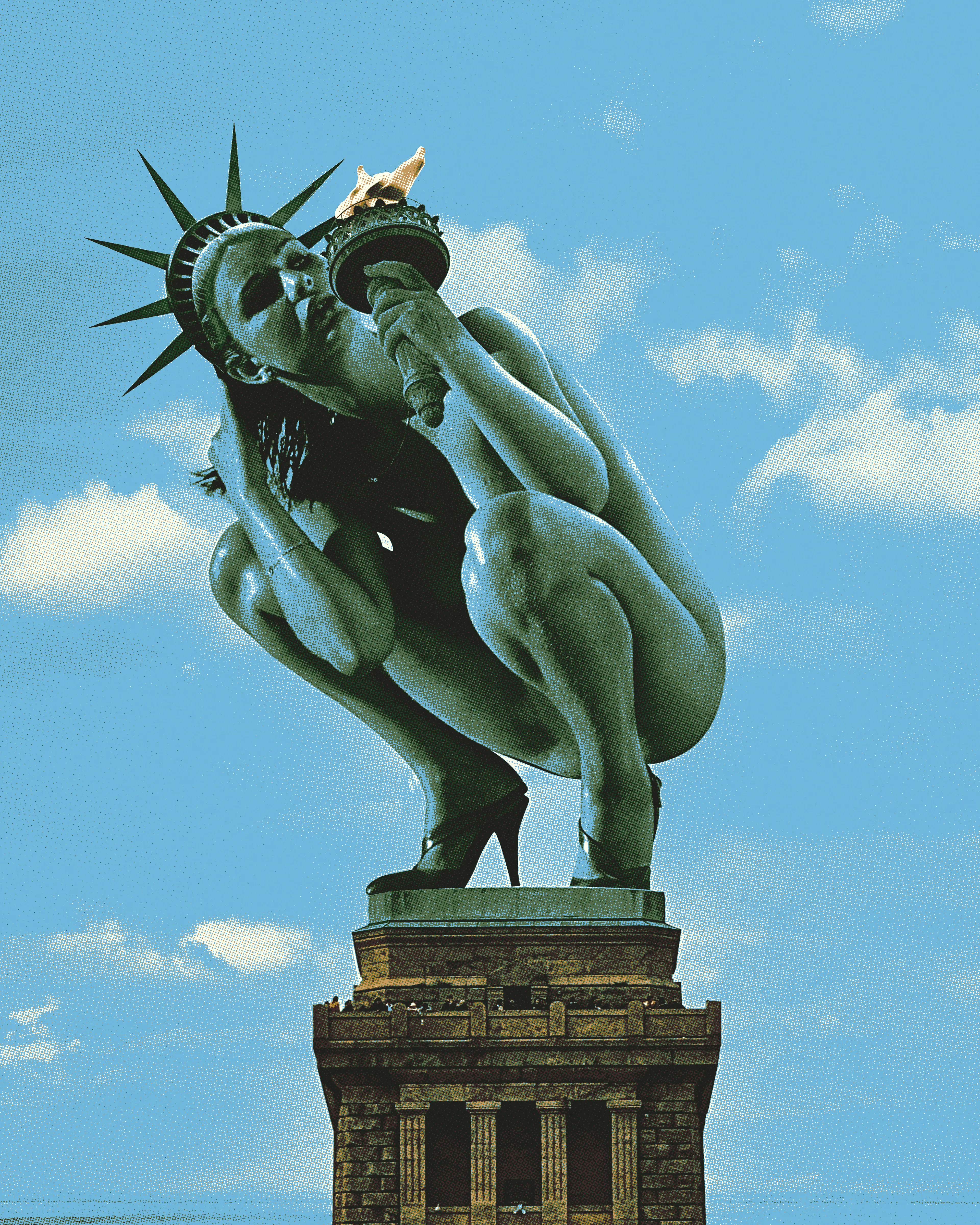 What does freedom look like and who the fuck gets to decide?

If I got to redesign the Statue of Liberty, this is what she’d look like, because freedom doesn’t mean what it used to, especially not online, where most of contemporary existence plays out.

I’ve had critics say my work is just shock for shock’s sake. That’s easy to say when you ignore its context.

I’m releasing this online, via distribution paths built to suppress anything that pushes too far (the social media platforms that govern our public lives). 

Community guidelines aren’t just rules, they’re borders. And art like mine lives right on the edge of them. Most people would stop. I didn’t. I pushed harder. Even when it wrecked my reach due to algorithms out of my control. Even when I got flagged, banned, shadowbanned, throttled… whatever term they’re using now to bury things they don’t want seen.

Posting work like this doesn’t help my reach. It hurts. But the fact that it’s punished at all? That’s exactly why it needs to exist.

Included in Slimesunday: Banned From New York at Offline Gallery, NYC - July 2025 