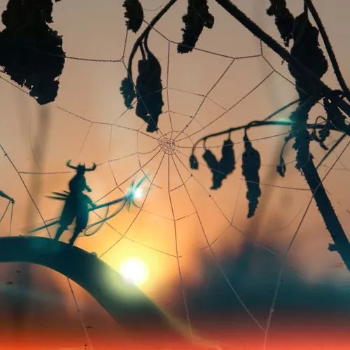 Light footed Web Winders venture out at dawn to collect essential spider silk. 