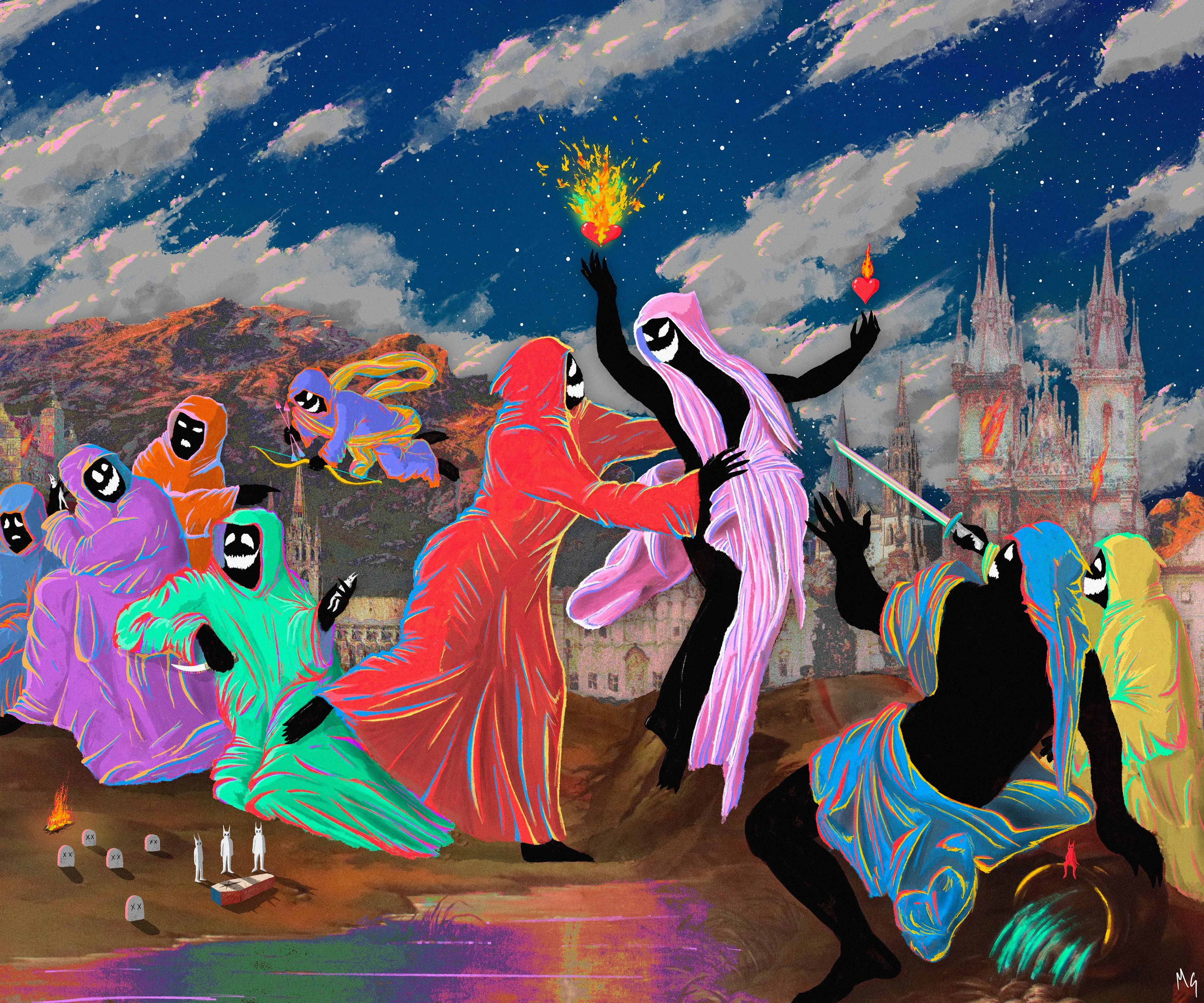 The night is on fire...based on Apollo and Daphne by Pietro Angeletti