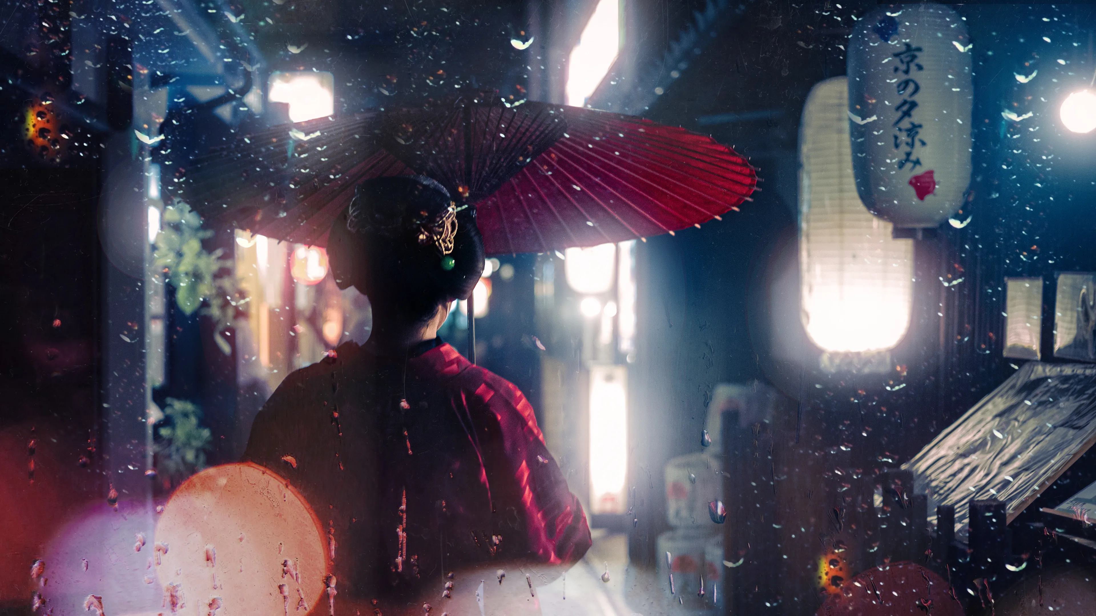 As she walks down the rivers of light created by a passing rain and the crimson rice paper lamps,  she casts an aura of ethereal beauty that becomes impossible to forget.

The scarlet silk of her kimono slides down her skin embodying the purity of the millenary Japanese blood that runs through her veins...

It is this very same sight that existed one hundred years ago,
and persists until nowadays,
the one that makes any man that dares to look at her to fall under her spell and remembers her until his last breath.

-

“This life's dim windows of the soul
Distorts the heavens from pole to pole
And leads you to believe a lie
When you see with, not through, the eye.”

-

Coordinates: 35.004071743525444, 135.77104687902425

-

By: Ilan Derech
Location: Kyoto, Japan
Shot on: Leica SL & ZEISS ZM 1.4/35
Year: 2022  

― William Blake