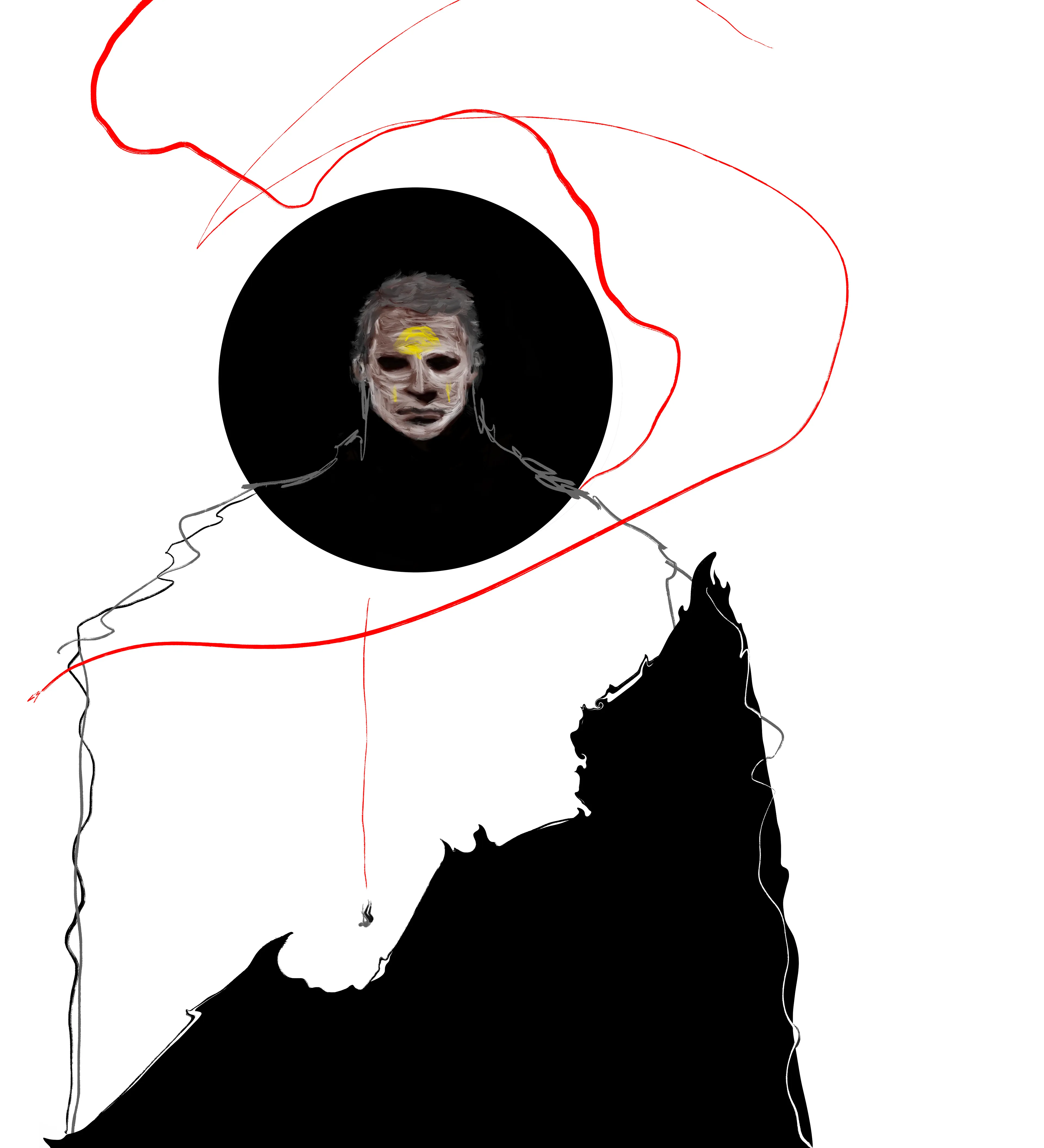 So i run to the Lord, Please hide me Lord. 
Dont you see me praying? dont you see me down here praying? 
But the Lord said, Go to the Devil, he said Go to the Devil. 
So i ran to the Devil on that day.  He was waiting. 
Digital painting. 2022. 8000*8800. C3.