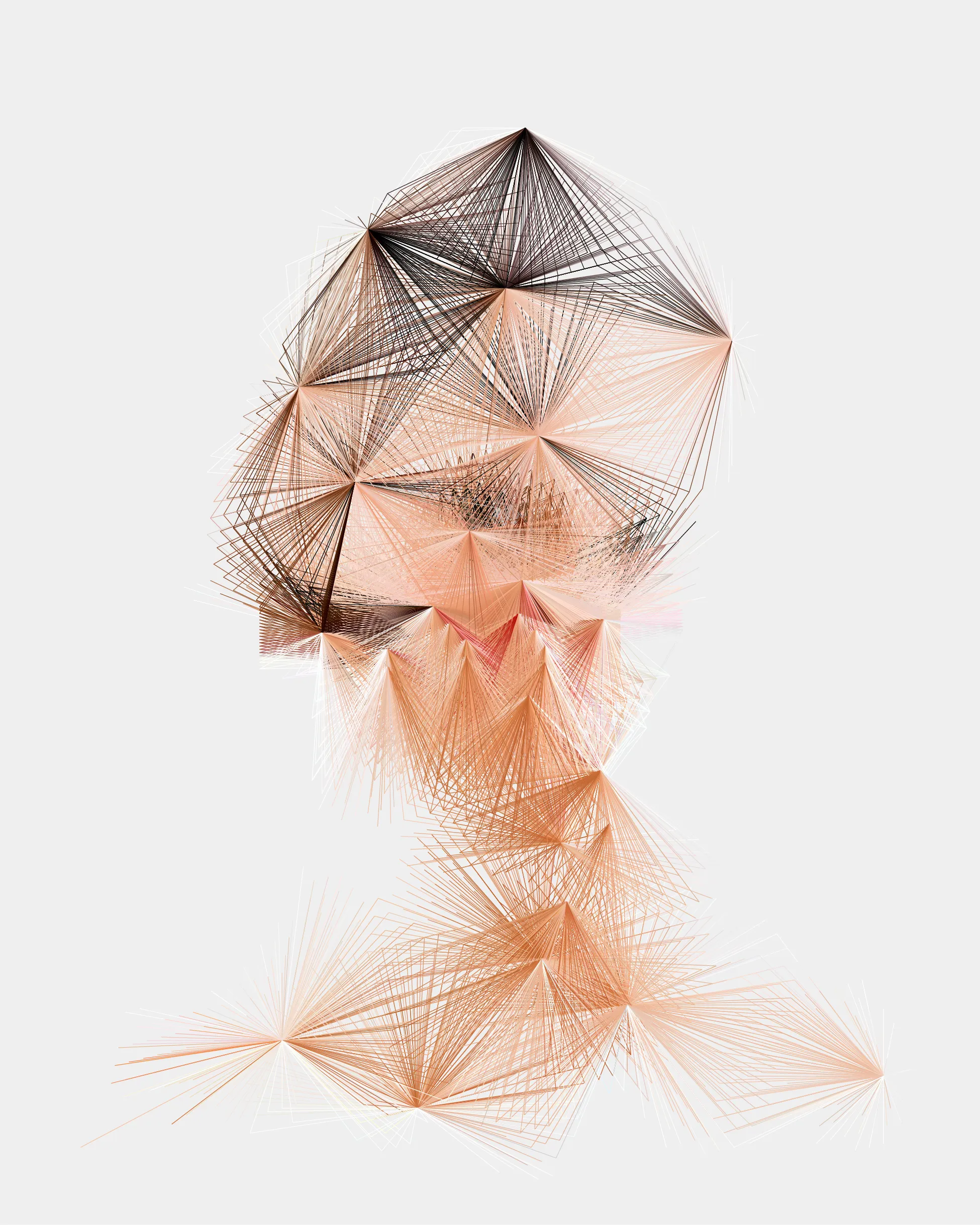 This unique portrait is from the series 'alternatives'. A series of 100 generatively created portraits using only Javascript and sourced images. The series was exhibited in a solo show at Kate Vass Galerie in 2019, curated by Jason Bailey.