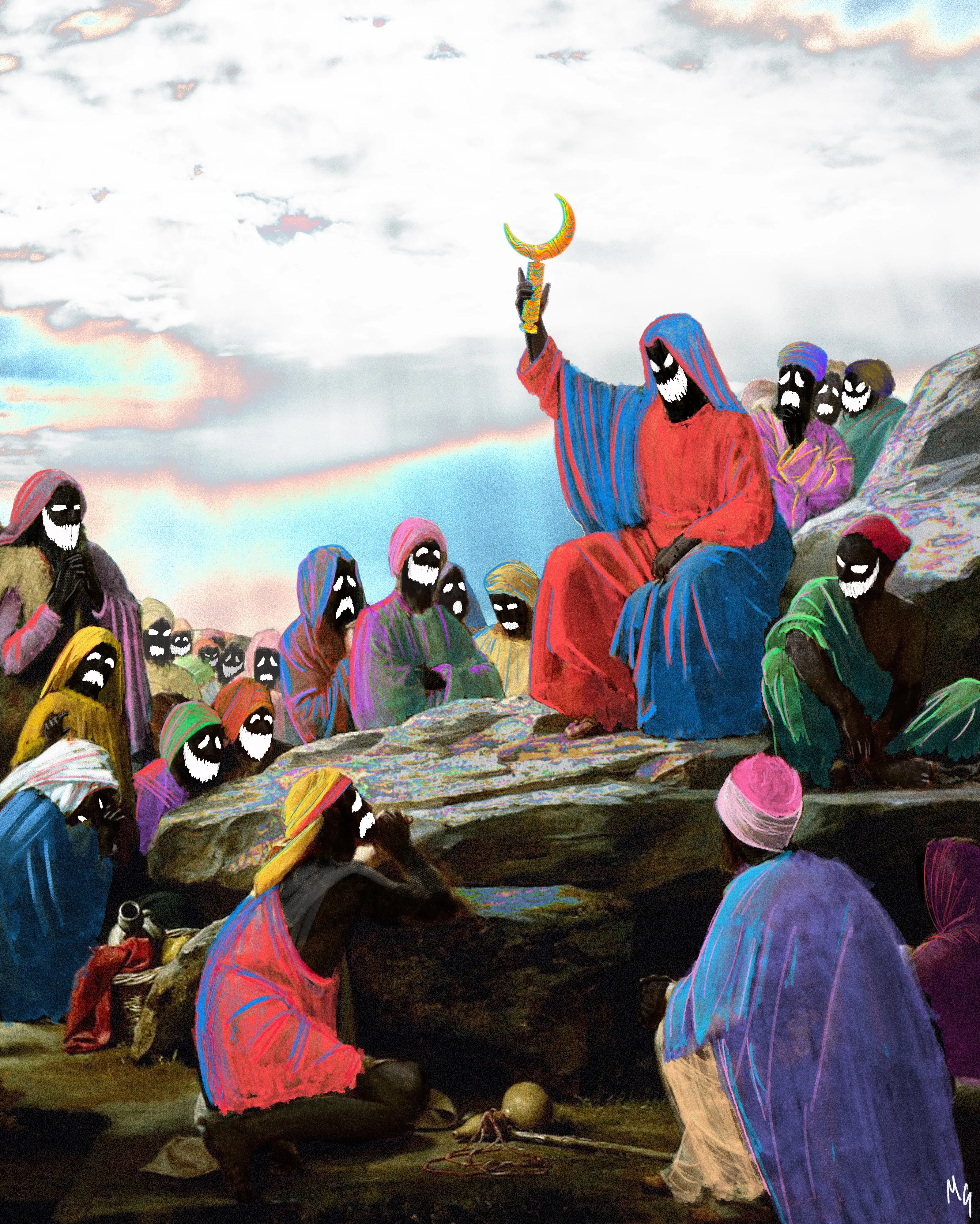 Believe in me. I will lead you to paradise...or hell. 3200 x 4000 pixels. 

Based on the painting "Sermon on the Mount" by Carl Bloch