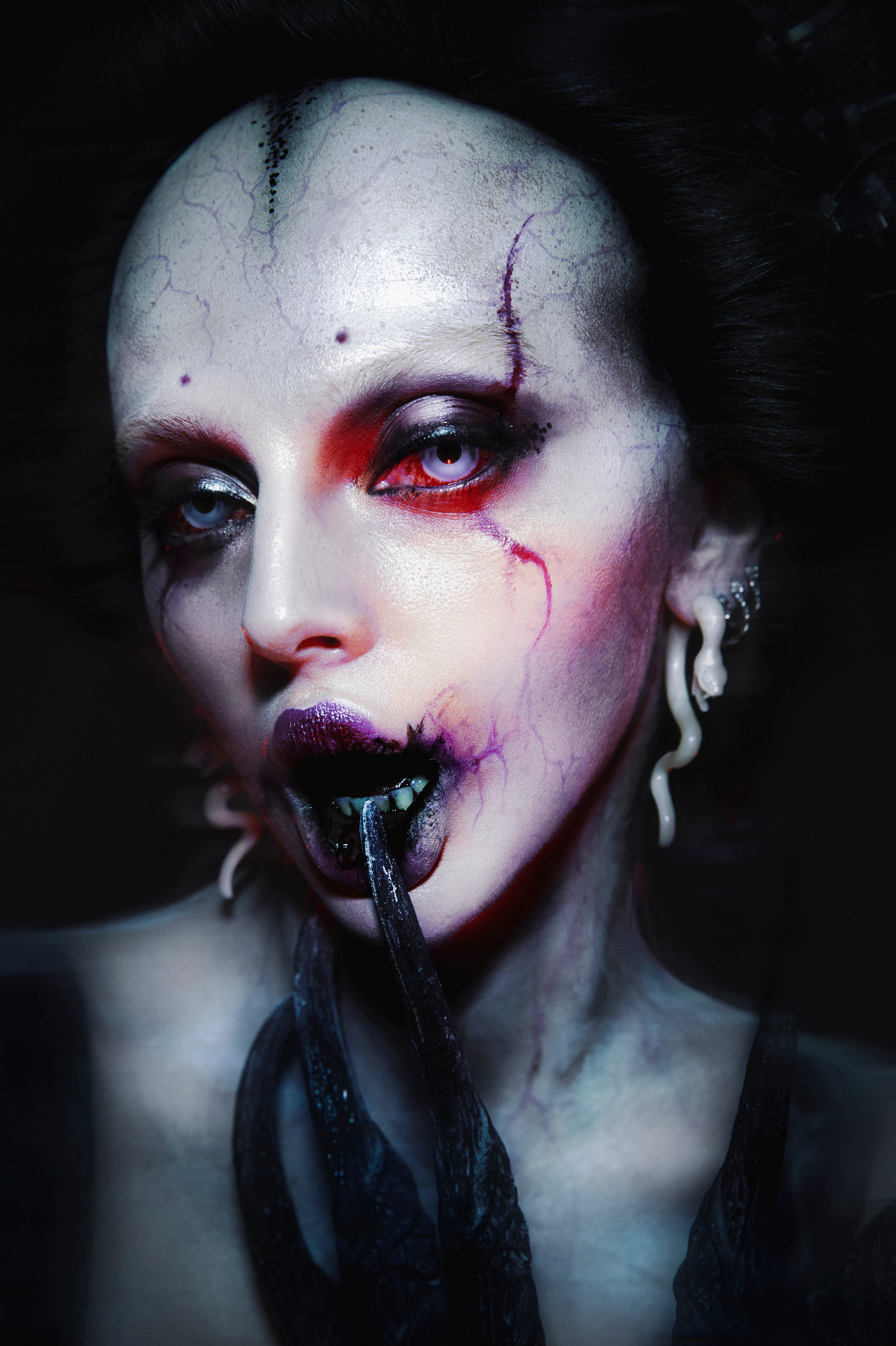 Selfportraitdiary exploring the dark beauty of Japanese culture.
Collaboration with the genius special makeup artist Amazing Jiro. 
1/1 edition. Tokyo 2019.