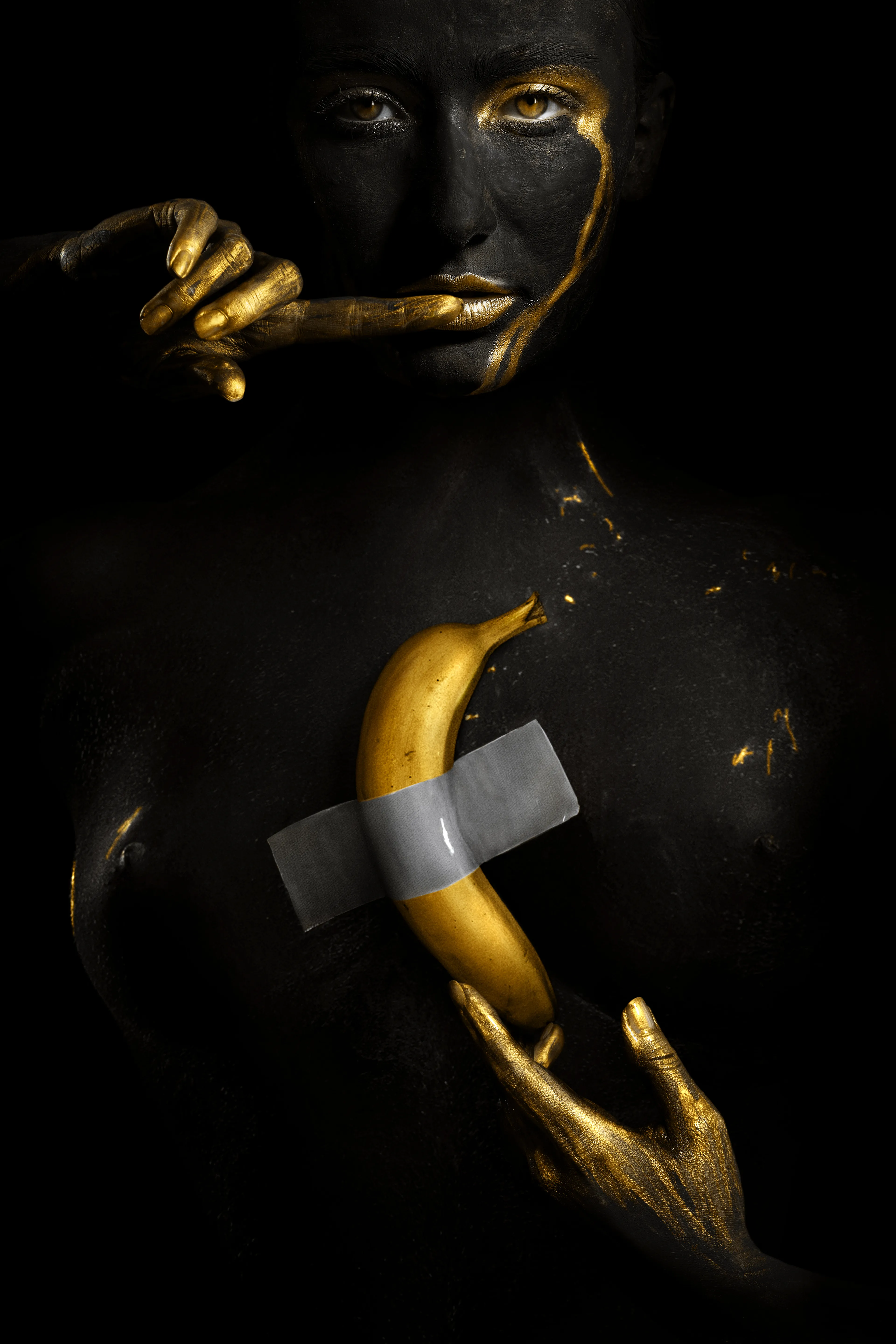 fine art portraiture  
golden banana theme  
