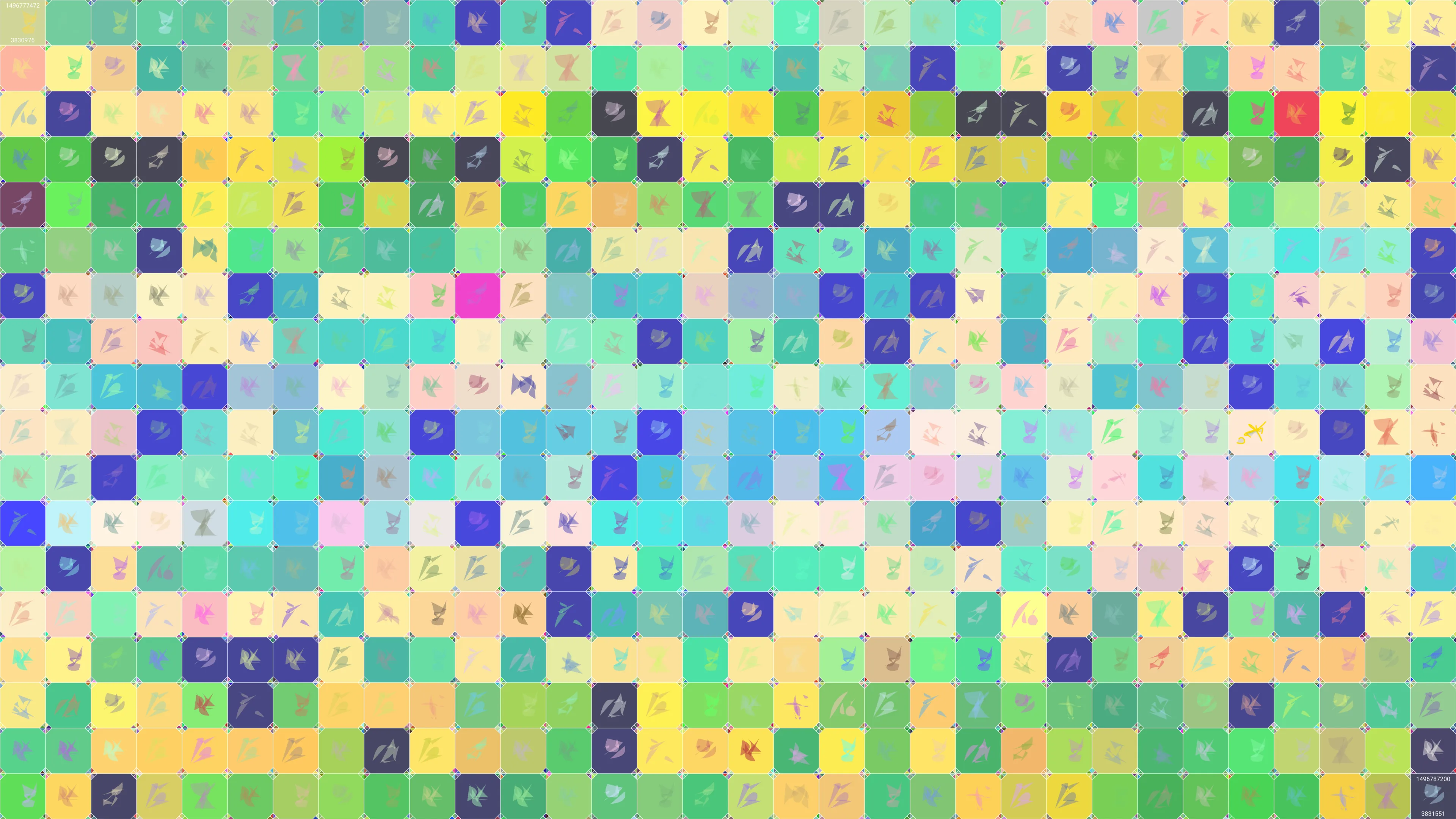 This is painting #6651. Its full digital image (7680x4320 pixels) can be downloaded free of charge by the token owner at https://www.cryptoarte.io/paintings/6651. The authenticity of this digital image can be independently verified by calculating its SHA256 and comparing it to the value returned when invoking tokenIdToHash(6651) on the CryptoArte Ethereum contract at 0xbace7e22f06554339911a03b8e0ae28203da9598 and converting it to hexadecimal. Additionally, the hexadecimal hash value can also be retrieved from the token's metadata. This painting represents block numbers 3830976 through 3831551, and the time period starting on 2017-06-06 19:31:12 UTC and ending on 2017-06-06 22:13:20 UTC.