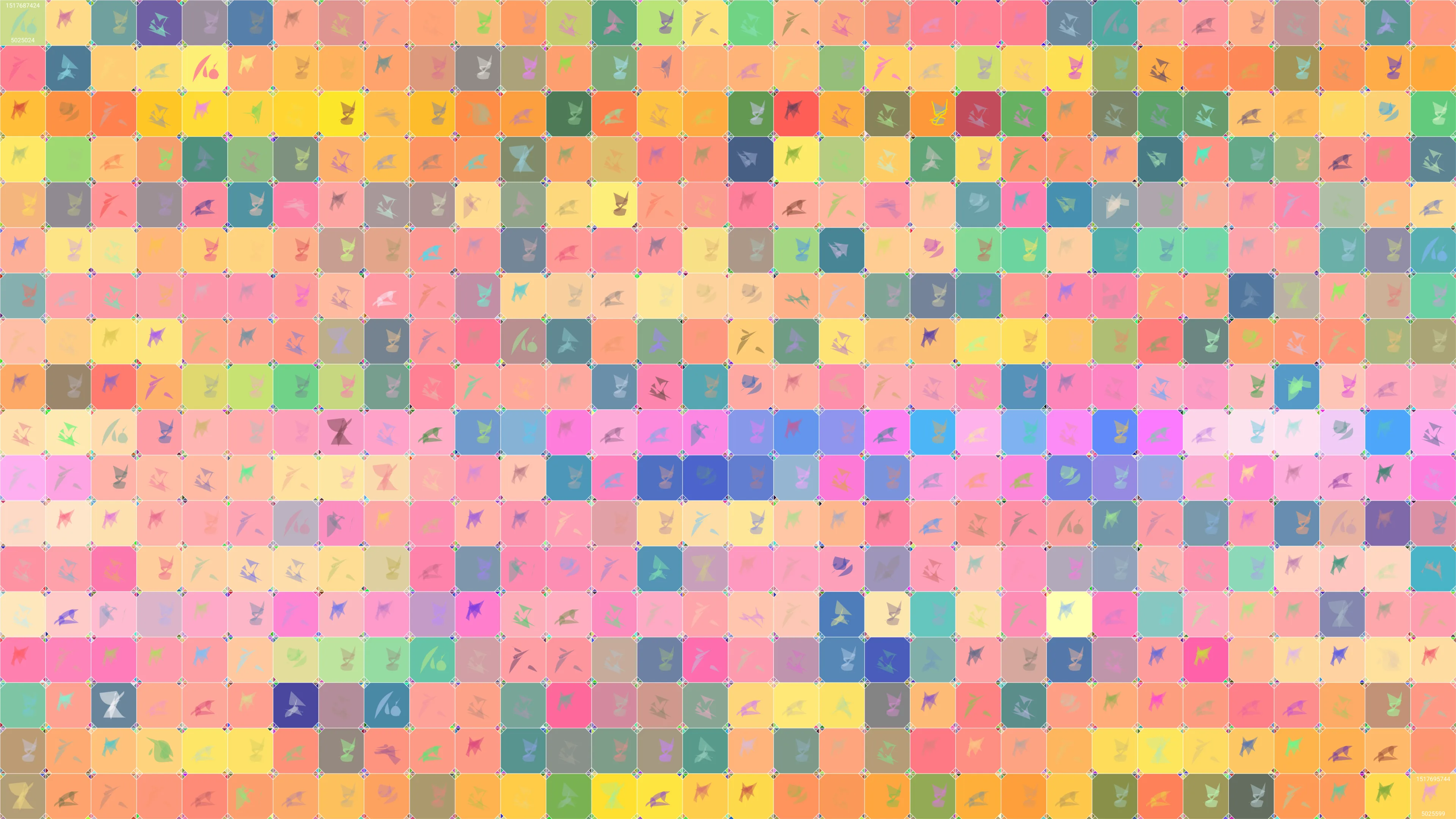 This is painting #8724. Its full digital image (7680x4320 pixels) can be downloaded free of charge by the token owner at https://www.cryptoarte.io/paintings/8724. The authenticity of this digital image can be independently verified by calculating its SHA256 and comparing it to the value returned when invoking tokenIdToHash(8724) on the CryptoArte Ethereum contract at 0xbace7e22f06554339911a03b8e0ae28203da9598 and converting it to hexadecimal. Additionally, the hexadecimal hash value can also be retrieved from the token's metadata. This painting represents block numbers 5025024 through 5025599, and the time period starting on 2018-02-03 19:50:24 UTC and ending on 2018-02-03 22:09:04 UTC.