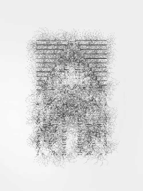 <p>With their collaboration “Cuneiform,” Presstube and bzor daydreamed about language as a natural secretion of intelligence – “an extrusion of information squirting through the universal aperture of lived experience.” They imagined this intelligence as something alive, something that grows from us rather than something invented by us. To make this piece, the two artists looked towards the masters of various “types” of language for inspiration — from Beethoven’s labored-over manuscripts to Sumerian clay tablets, Cy Twombly’s emotionally charged marks, Wolfram’s automata fever dream, ocellated lizard skin and octopus chromatophores. Each of these languages is an equal embodiment of their own truth, and a codification of what we all share.</p>