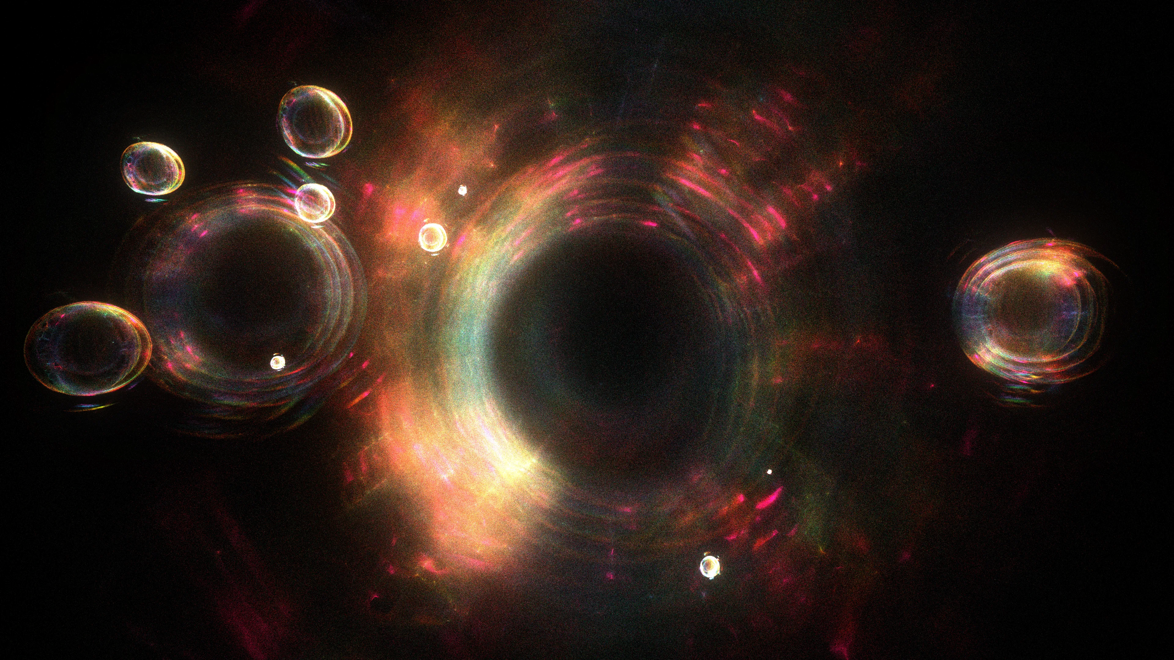 <p>At the moment of the primordial event (scientists call it the “Big Bang”), the universe had a high degree of symmetry, meaning its properties were consistent in all directions. As the universe evolved, some of those symmetries broke down, leading to the formation of matter and the diversity we observe today. Recent studies of this symmetry, and ways of breaking it, have helped modern physics uncover the origins of mass, the behavior of particles, and the structure of the universe itself, providing profound insights into the fundamental nature of reality.</p>
<p>In “A broken symmetry — the cat’s parabola,” HAL09999 experiments with slight variations on the initial conditions of a system made from millions of particles. By using simple physics in what the artist calls a “quasi-simulation,” these pixels are scattered through the space of the screen without any intention of a specific outcome. Any shapes observed in the final images are the consequence of the primordial asymmetry applied to the original system.</p>
<p>Without reference to scale, these works can represent the fundamental forms of phenomena that are typically invisible to the eye. Whether they are the shapes of cosmic birth and its expansion, splattered particles that make up the material world, or even intangible memories, these works share the harmony within the asymmetrical nature of our existence.</p>
