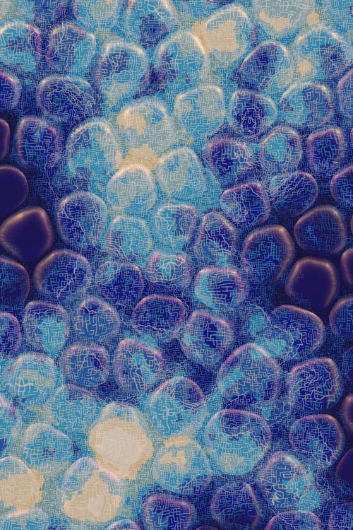 <p>Charlotte Dann’s “Vitreous” draws mysterious scenes of celestial arrangements and atomic bonds. Inspired by the artist’s fused glass practice, the background is layered with amorphous transparent forms that distort and magnify the art underneath, highlighting the abstract networks and connections that blur together upon first sight. In isolation, glass as a material is simple and transparent, but when used as a lens its most magical and unique property is revealed: the warping of perception. The new realities these distortions create are no less authentic than those absent of their effect – validating their alternate perspectives as an expansion of how we see our inner truth.</p>