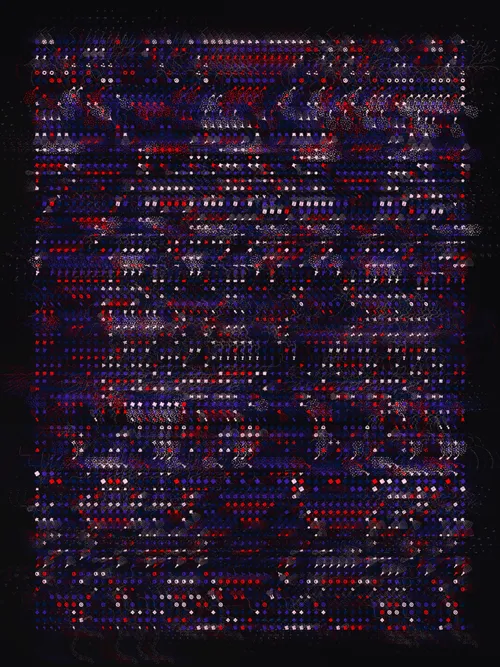 <p>With their collaboration “Cuneiform,” Presstube and bzor daydreamed about language as a natural secretion of intelligence – “an extrusion of information squirting through the universal aperture of lived experience.” They imagined this intelligence as something alive, something that grows from us rather than something invented by us. To make this piece, the two artists looked towards the masters of various “types” of language for inspiration — from Beethoven’s labored-over manuscripts to Sumerian clay tablets, Cy Twombly’s emotionally charged marks, Wolfram’s automata fever dream, ocellated lizard skin and octopus chromatophores. Each of these languages is an equal embodiment of their own truth, and a codification of what we all share.</p>