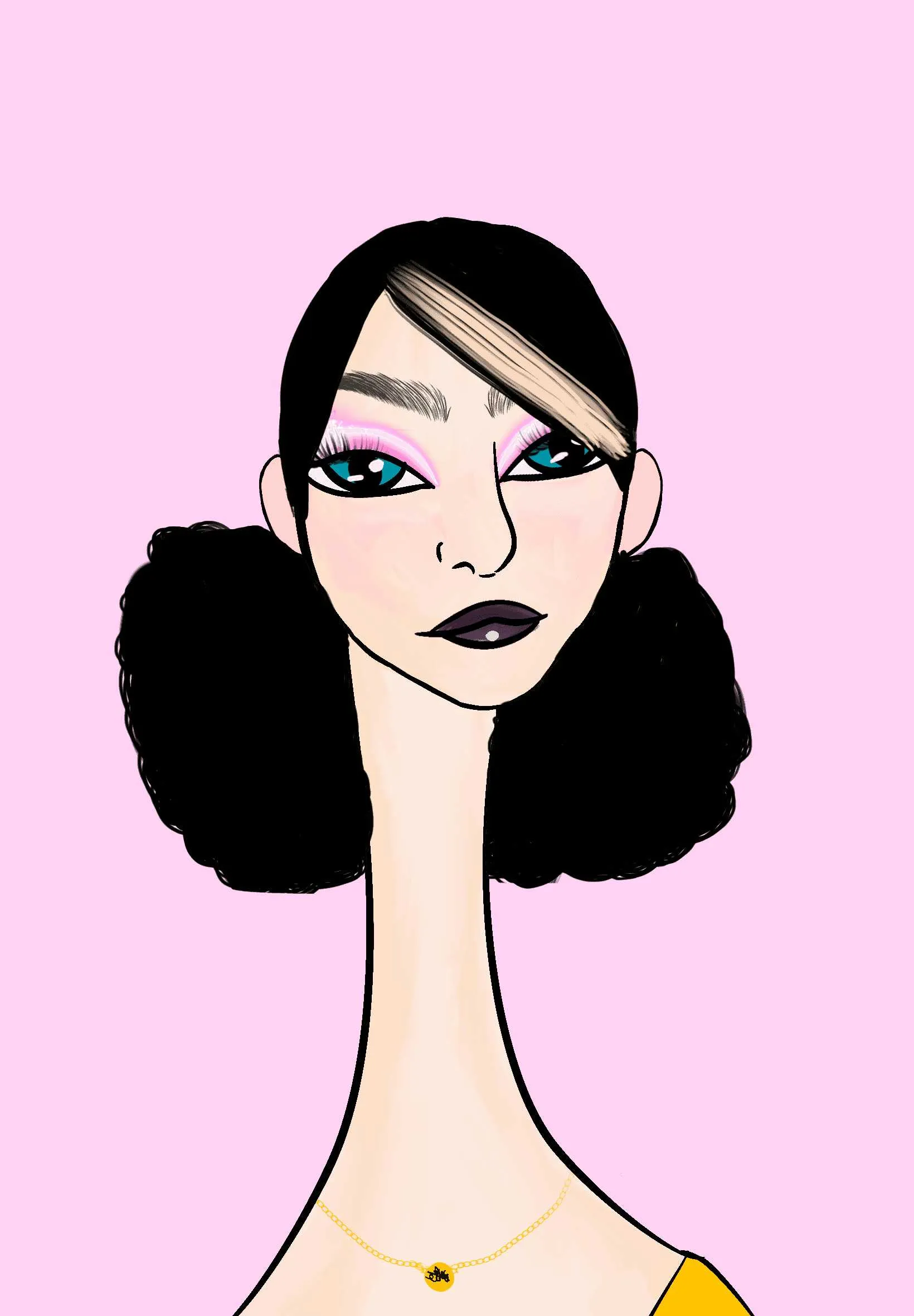 This Long Neckie Lady #2004 is a fine art, hand drawn, computer generated collectible out of 3333 diverse females created by 12-year-old digital artist Nyla Hayes. Each Long Neckie features an elongated neck that is inspired by Nyla’s favorite dinosaur, the brontosaurus. Nyla has collaborated her signature long Neckie collection with Andi Rutz, using Computer Generation to create 3333 unique ladies, with up to 101 traits, using an erc-721 contract and living on the eth blockchain.