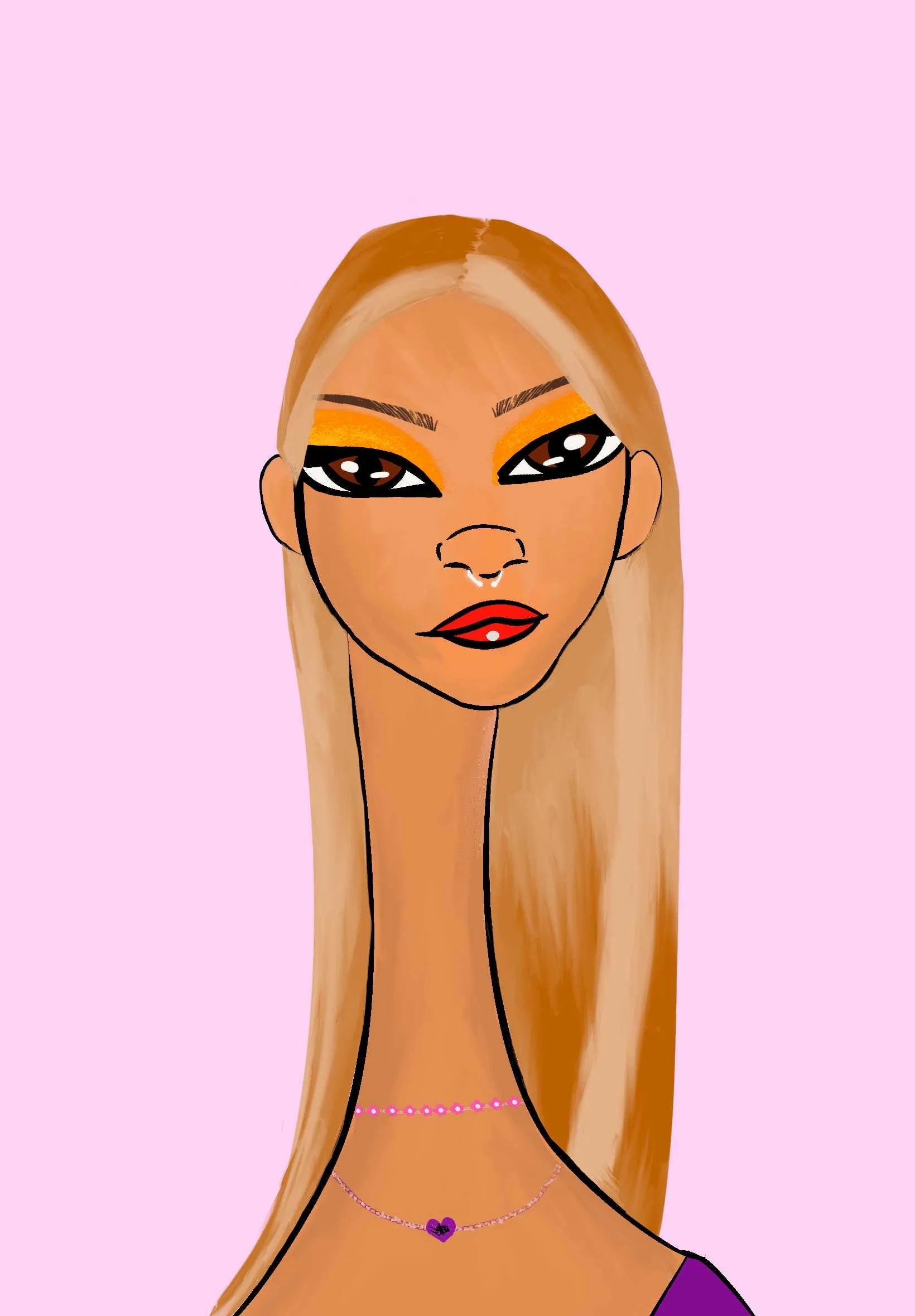 This Long Neckie Lady #3314 is a fine art, hand drawn, computer generated collectible out of 3333 diverse females created by 12-year-old digital artist Nyla Hayes. Each Long Neckie features an elongated neck that is inspired by Nyla’s favorite dinosaur, the brontosaurus. Nyla has collaborated her signature long Neckie collection with Andi Rutz, using Computer Generation to create 3333 unique ladies, with up to 101 traits, using an erc-721 contract and living on the eth blockchain.