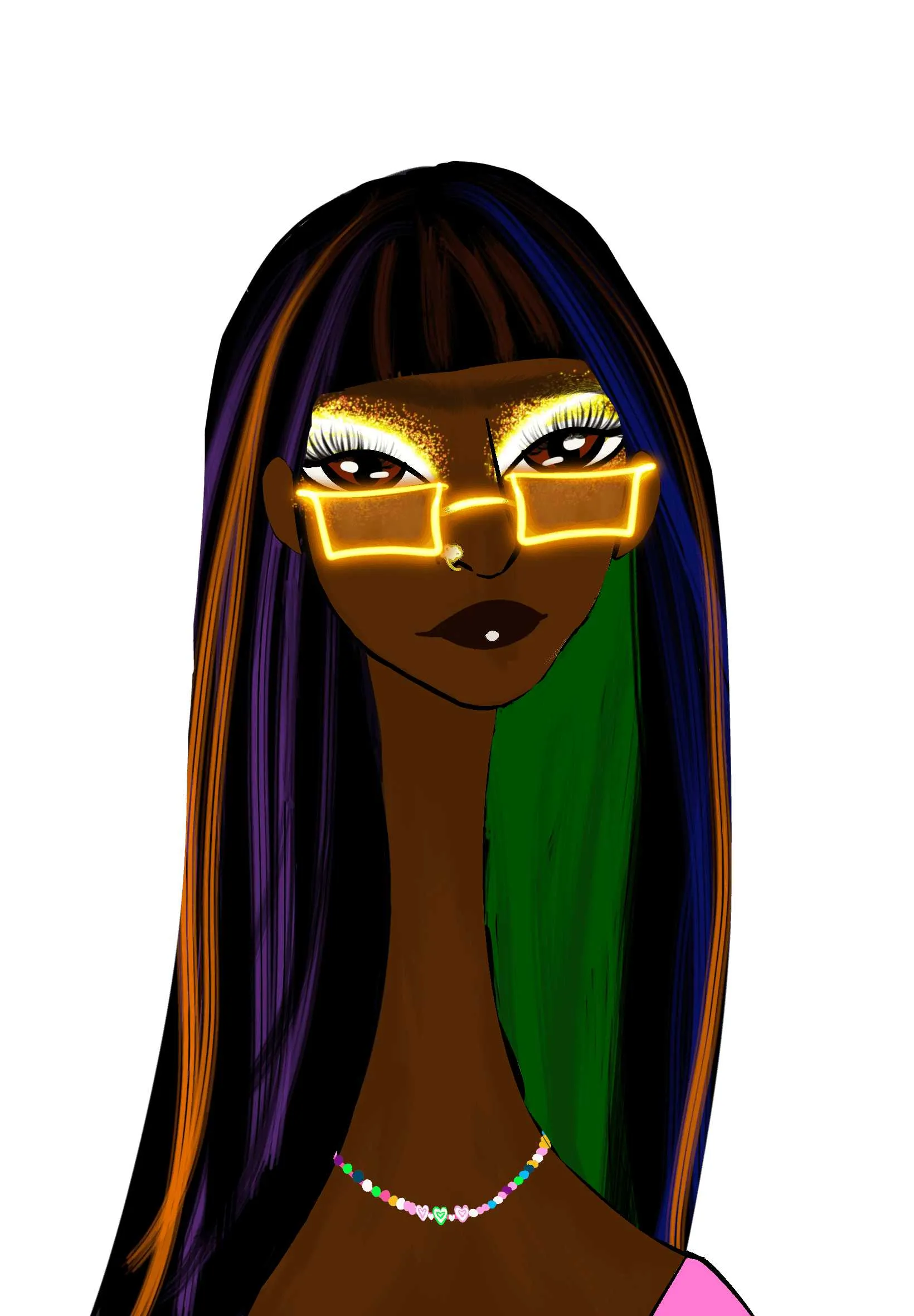 This Long Neckie Lady #909 is a fine art, hand drawn, computer generated collectible out of 3333 diverse females created by 12-year-old digital artist Nyla Hayes. Each Long Neckie features an elongated neck that is inspired by Nyla’s favorite Brown, the brontosaurus. Nyla has collaborated her signature long Neckie collection with Andi Rutz, using Computer Generation to create 3333 unique ladies, with up to 101 traits, using an erc-721 contract and living on the eth blockchain.