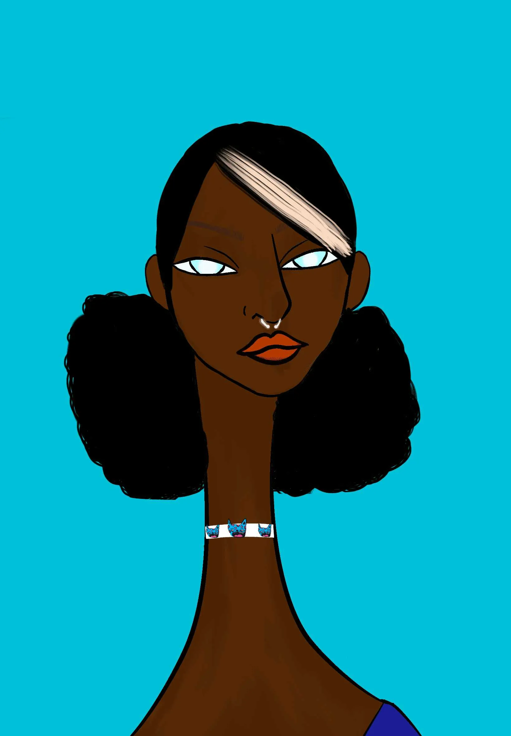 This Long Neckie Lady #346 is a fine art, hand drawn, computer generated collectible out of 3333 diverse females created by 12-year-old digital artist Nyla Hayes. Each Long Neckie features an elongated neck that is inspired by Nyla’s favorite Brown, the brontosaurus. Nyla has collaborated her signature long Neckie collection with Andi Rutz, using Computer Generation to create 3333 unique ladies, with up to 101 traits, using an erc-721 contract and living on the eth blockchain.