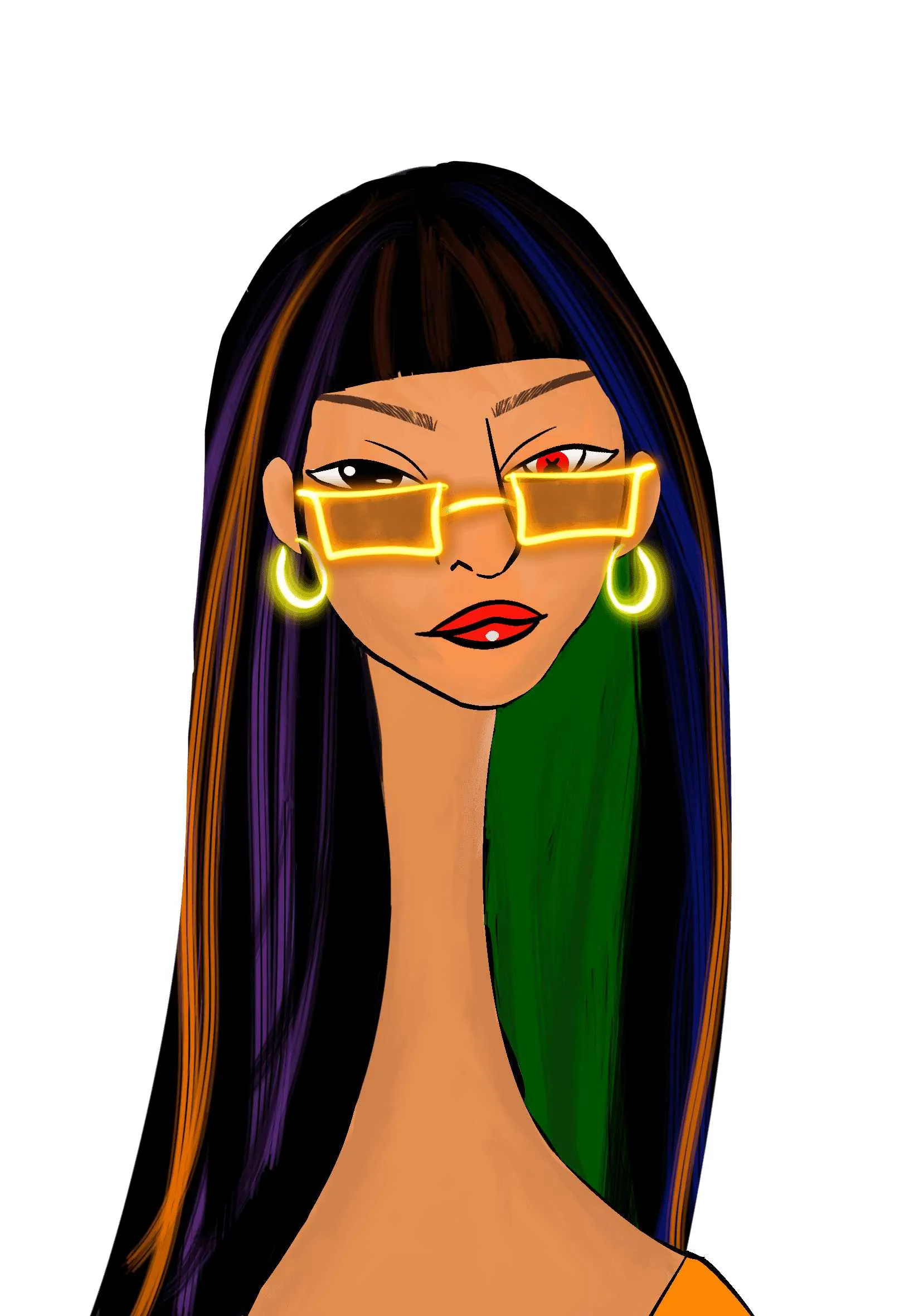 This Long Neckie Lady #2274 is a fine art, hand drawn, computer generated collectible out of 3333 diverse females created by 12-year-old digital artist Nyla Hayes. Each Long Neckie features an elongated neck that is inspired by Nyla’s favorite dinosaur, the brontosaurus. Nyla has collaborated her signature long Neckie collection with Andi Rutz, using Computer Generation to create 3333 unique ladies, with up to 101 traits, using an erc-721 contract and living on the eth blockchain.