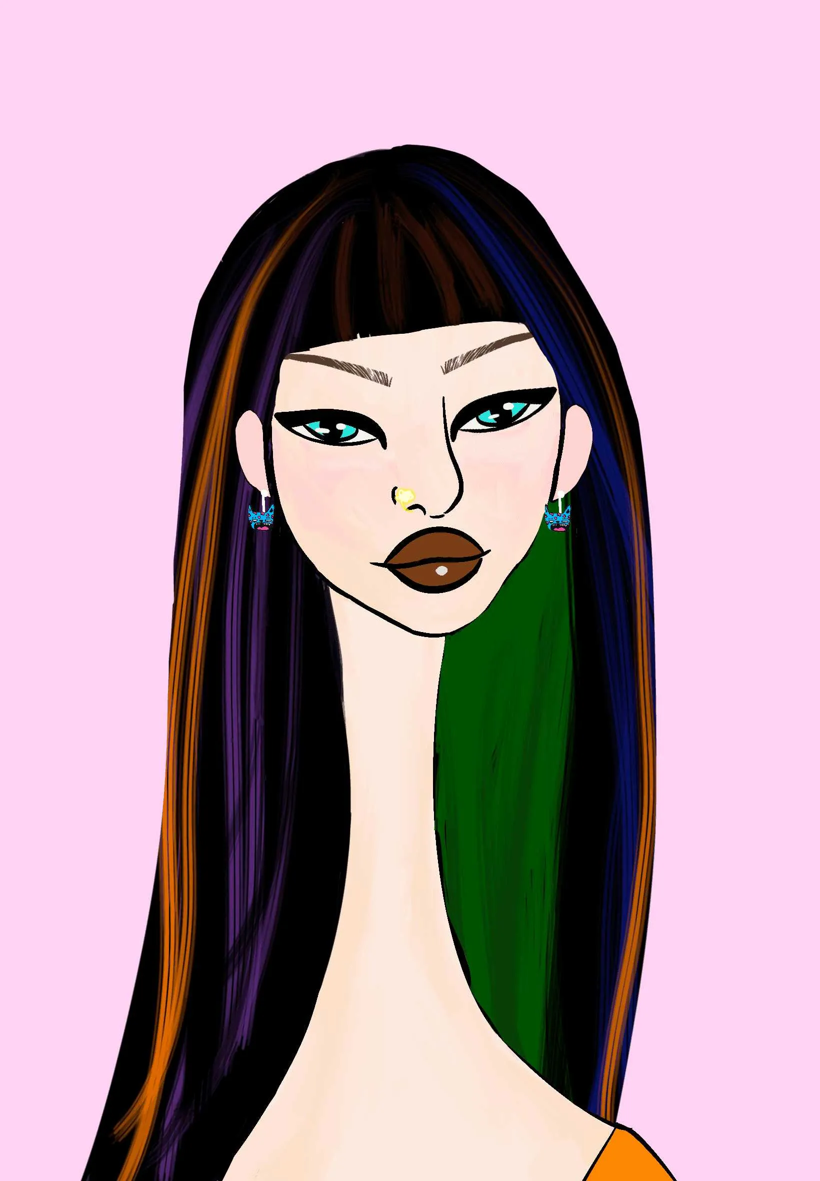 This Long Neckie Lady #1741 is a fine art, hand drawn, computer generated collectible out of 3333 diverse females created by 12-year-old digital artist Nyla Hayes. Each Long Neckie features an elongated neck that is inspired by Nyla’s favorite dinosaur, the brontosaurus. Nyla has collaborated her signature long Neckie collection with Andi Rutz, using Computer Generation to create 3333 unique ladies, with up to 101 traits, using an erc-721 contract and living on the eth blockchain.