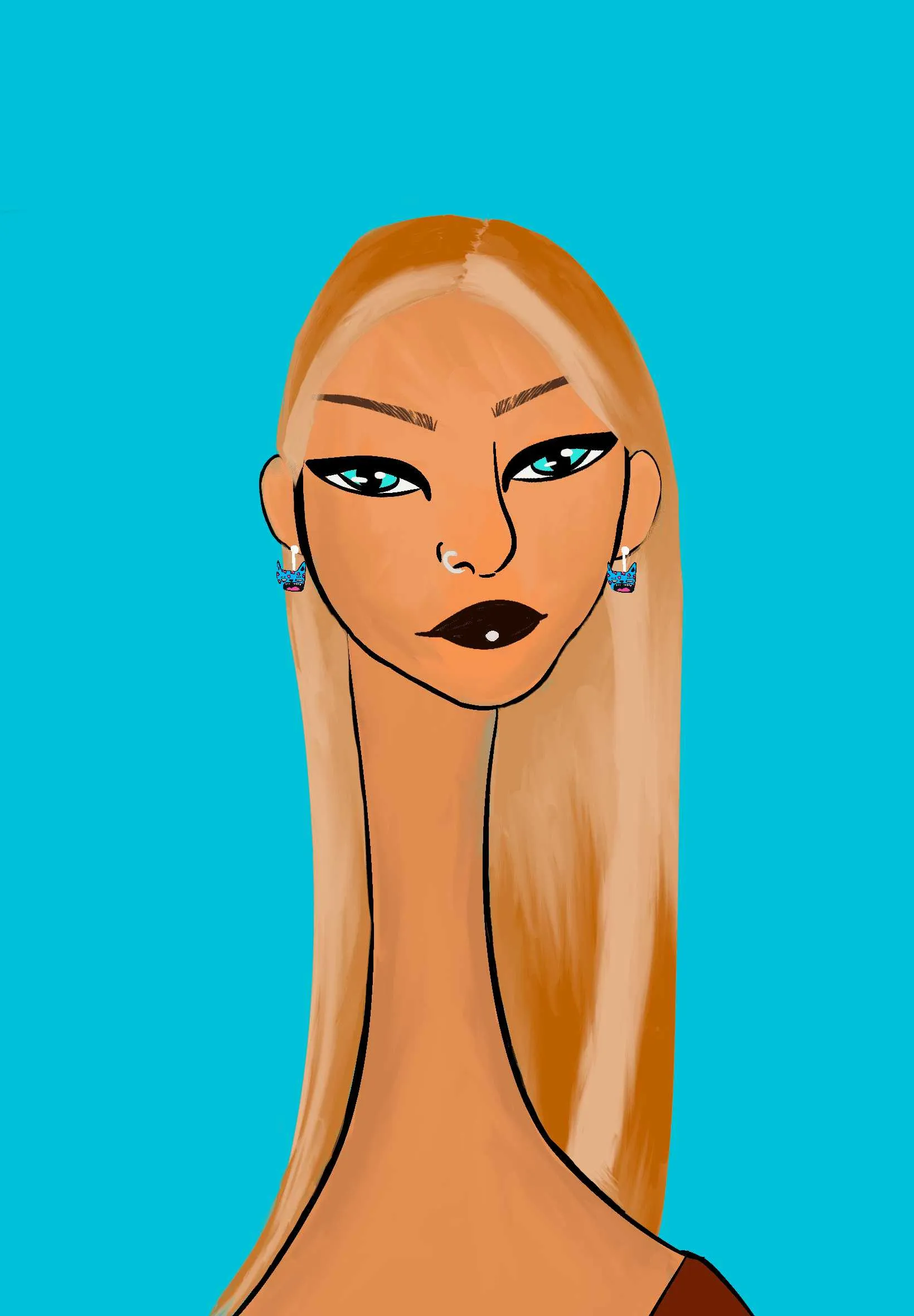 This Long Neckie Lady #1915 is a fine art, hand drawn, computer generated collectible out of 3333 diverse females created by 12-year-old digital artist Nyla Hayes. Each Long Neckie features an elongated neck that is inspired by Nyla’s favorite dinosaur, the brontosaurus. Nyla has collaborated her signature long Neckie collection with Andi Rutz, using Computer Generation to create 3333 unique ladies, with up to 101 traits, using an erc-721 contract and living on the eth blockchain.