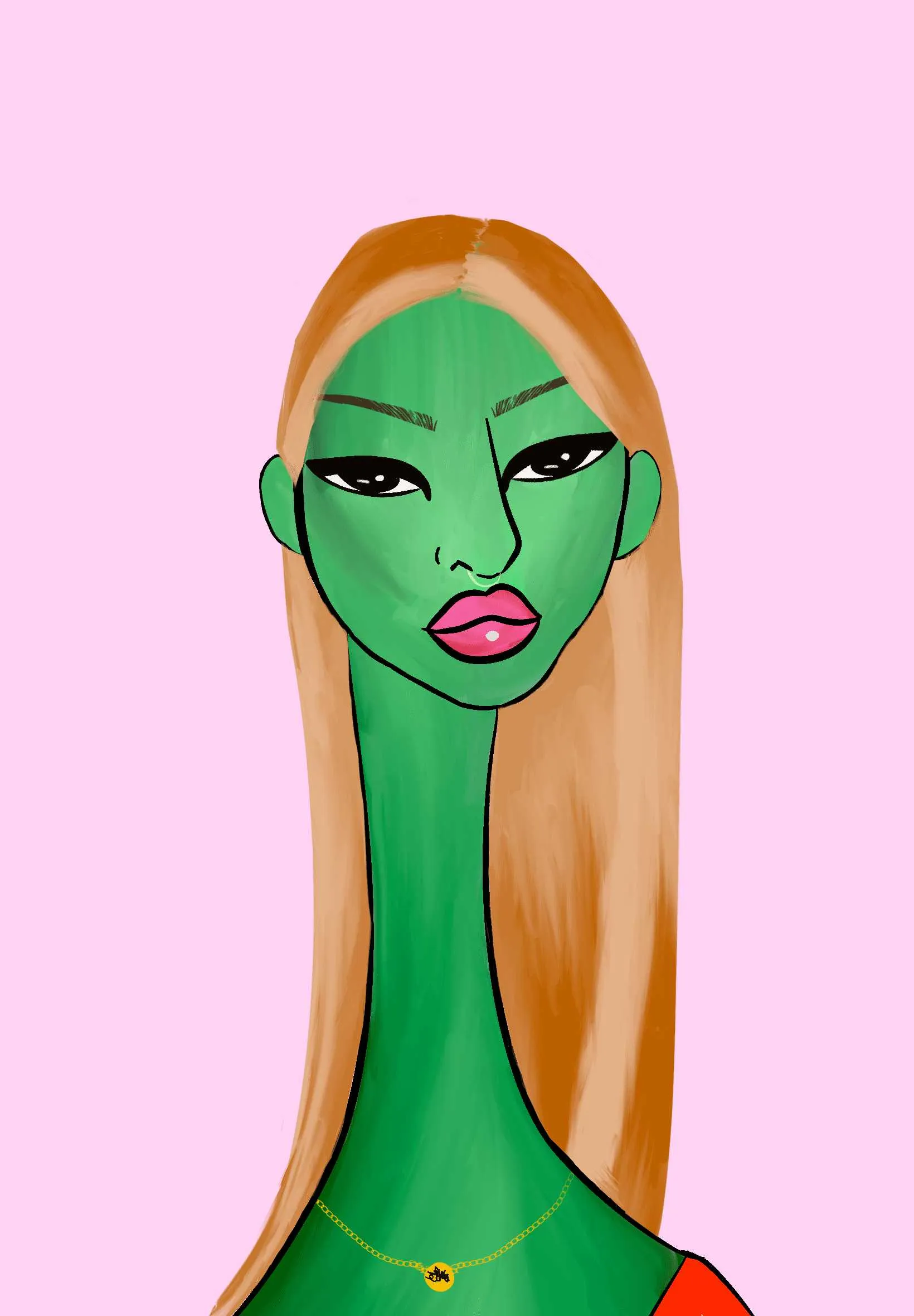 This Long Neckie Lady #2706 is a fine art, hand drawn, computer generated collectible out of 3333 diverse females created by 12-year-old digital artist Nyla Hayes. Each Long Neckie features an elongated neck that is inspired by Nyla’s favorite dinosaur, the brontosaurus. Nyla has collaborated her signature long Neckie collection with Andi Rutz, using Computer Generation to create 3333 unique ladies, with up to 101 traits, using an erc-721 contract and living on the eth blockchain.