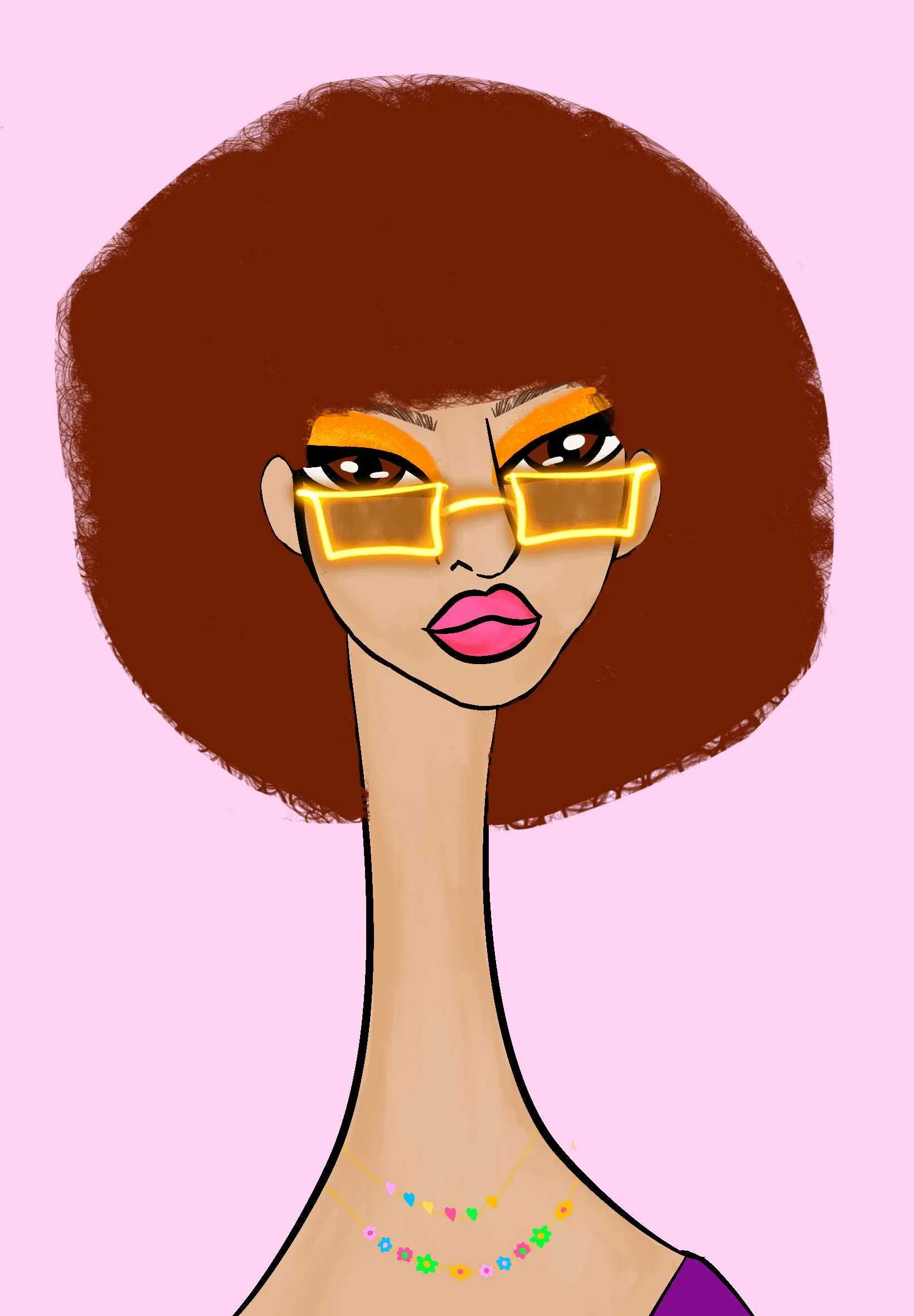 This Long Neckie Lady #3140 is a fine art, hand drawn, computer generated collectible out of 3333 diverse females created by 12-year-old digital artist Nyla Hayes. Each Long Neckie features an elongated neck that is inspired by Nyla’s favorite dinosaur, the brontosaurus. Nyla has collaborated her signature long Neckie collection with Andi Rutz, using Computer Generation to create 3333 unique ladies, with up to 101 traits, using an erc-721 contract and living on the eth blockchain.