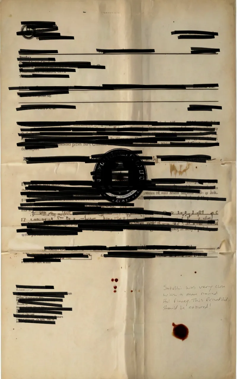 Description: There are 100 files which were secured through various means from multiple agencies which relate to their ongoing investigation into the whereabouts and identity of the creator of Bitcoin known as Satoshi. These files have been digitized either through a scanner or from photo. Unfortunately each agency has heavily redacted the files which we secured. But there are occasional notes which were not redacted. In broadcasting these onto the Ethereum network it is our hope that the greater community can begin to learn about the large scale cooperation of the different agencies which collaborated for the first time in history in order to try and ascertain the creator of Bitcoin. These agencies were: the FBI, CIA, KGB, Interpol and The Ministry of State Security