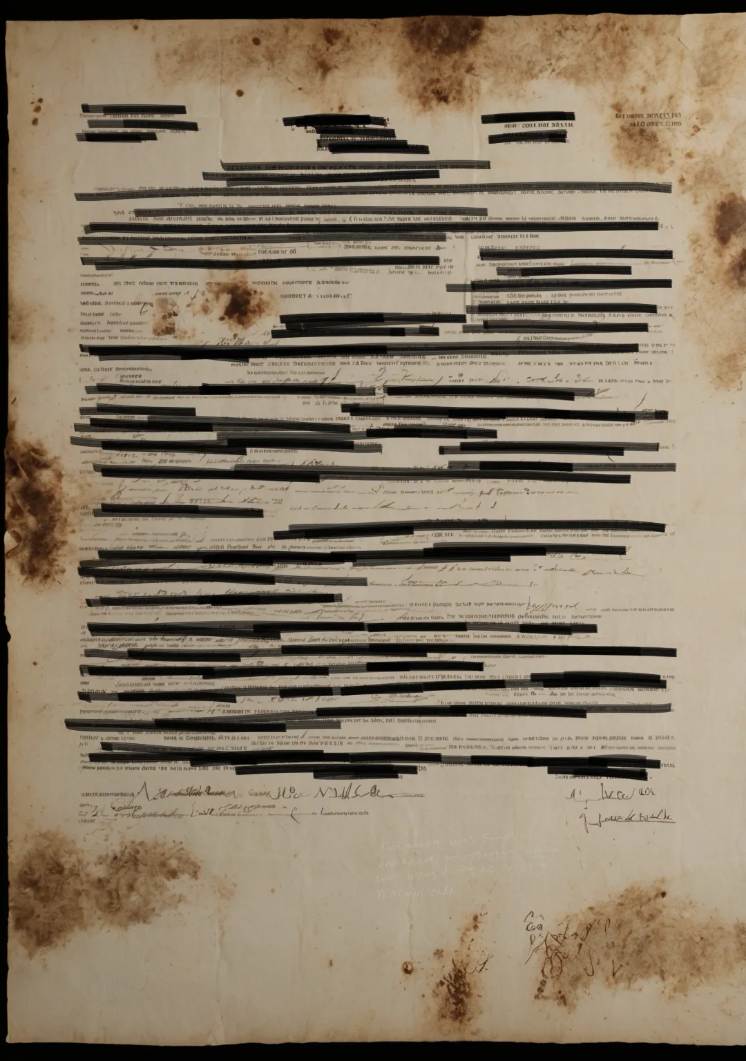 Description: There are 100 files which were secured through various means from multiple agencies which relate to their ongoing investigation into the whereabouts and identity of the creator of Bitcoin known as Satoshi. These files have been digitized either through a scanner or from photo. Unfortunately each agency has heavily redacted the files which we secured. But there are occasional notes which were not redacted. In broadcasting these onto the Ethereum network it is our hope that the greater community can begin to learn about the large scale cooperation of the different agencies which collaborated for the first time in history in order to try and ascertain the creator of Bitcoin. These agencies were: the FBI, CIA, KGB, Interpol and The Ministry of State Security