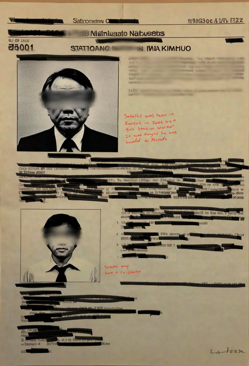 Description: There are 100 files which were secured through various means from multiple agencies which relate to their ongoing investigation into the whereabouts and identity of the creator of Bitcoin known as Satoshi. These files have been digitized either through a scanner or from photo. Unfortunately each agency has heavily redacted the files which we secured. But there are occasional notes which were not redacted. In broadcasting these onto the Ethereum network it is our hope that the greater community can begin to learn about the large scale cooperation of the different agencies which collaborated for the first time in history in order to try and ascertain the creator of Bitcoin. These agencies were: the FBI, CIA, KGB, Interpol and The Ministry of State Security