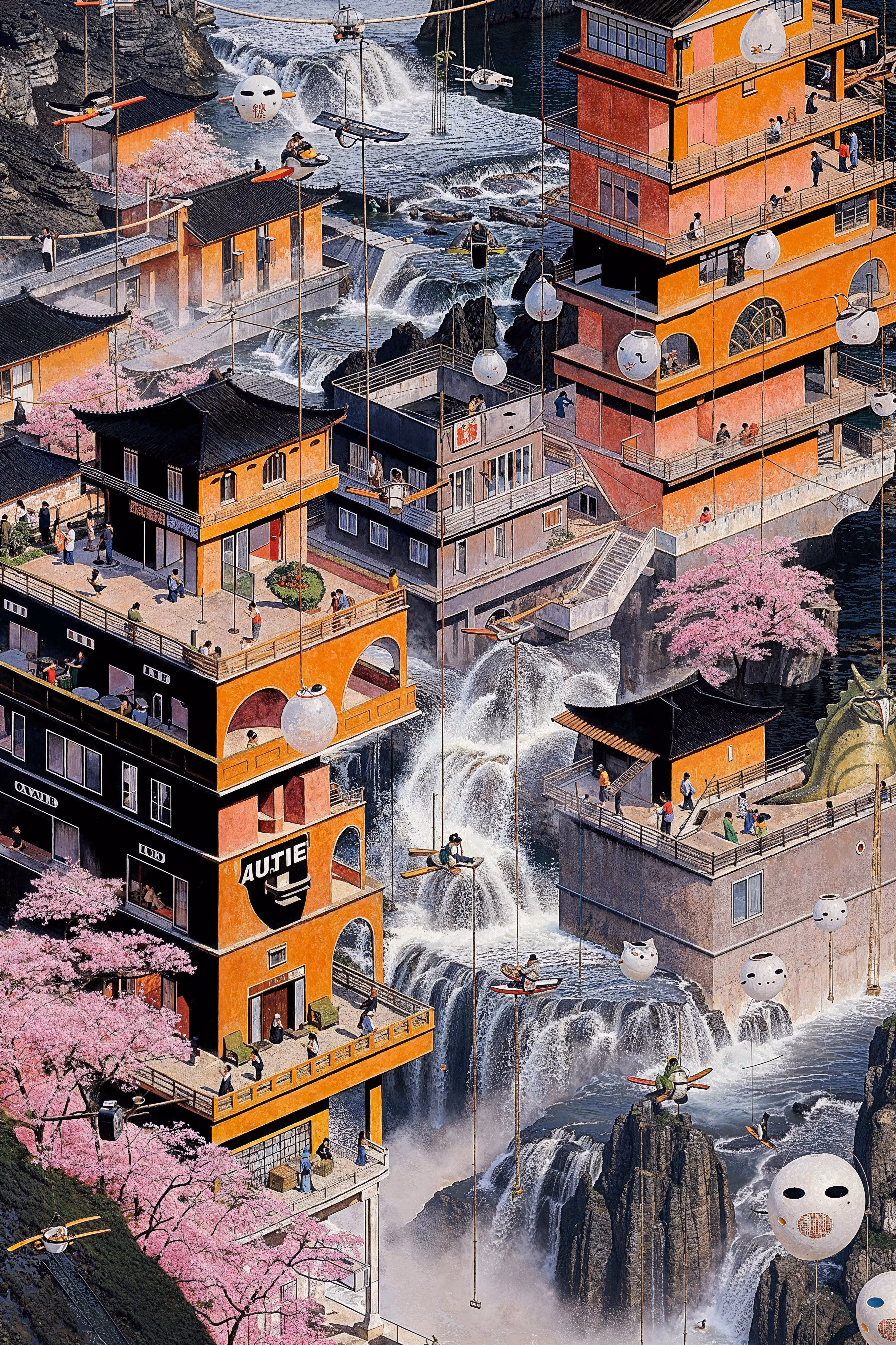 For only the second time, the Christie's Art+Tech Summit has commissioned an artist to create an exclusive new series of AI artworks for the participants of the event. The first artist granted this opportunity was Robbie Barrat, whose work, now known as the "Lost Robbies," has become iconic in the history of AI art. Curated and produced with the help of Fellowship, for this commission, Niceaunties is proposing a project entitled: "Along the River in Auntieverse." The series reimagines Zhang Zeduan's "Along the River during the Qingming Festival," translating the historical narrative into a contemporary commentary on environmental and societal issues. Utilising AI and Niceaunties’ architectural background, this series of interconnected scenes is unified by the motif of water. The work spans idyllic landscapes to depictions of environmental degradation, reflecting humanity's impact on nature. This modern reinterpretation offers a critical lens on current ecological concerns, contrasting sharply with the original's celebration of urban prosperity and imperial order.
Zhang Zeduan's masterpiece, created during the Northern Song dynasty, is celebrated for its meticulous depiction of daily life and social harmony along the Bian River. However, a closer examination reveals its function as a political tool, subtly reinforcing the stability and prosperity of the ruling regime. The painting's idyllic portrayal of urban life masks the socio-economic disparities and political tensions of the time, presenting an idealised vision meant to legitimise the authority of the elite. In contrast, this reinterpretation allows for a candid exploration of contemporary issues.
"Along the River in Auntieverse" explores the complex relationship between humanity and water, a vital yet increasingly threatened resource. The scenes range from tranquil environments where communities interact harmoniously with nature to stark depictions of pollution and environmental destruction. This transition from harmony to degradation serves as a powerful commentary on the consequences of industrialisation and consumerism. By addressing themes such as eutrophication, oil spills, and plastic pollution, the work confronts the environmental crises of our era.
Additionally, this reinterpretation highlights the often-overlooked contributions of women, drawing from personal experiences and the influential women in the artist's life. The Auntieverse serves as a space where suppressed talents and dreams are realised, celebrating the resilience and resourcefulness of women within a traditionally patriarchal society. This focus on female agency and empowerment offers a fresh perspective on the historical narrative, aligning it with contemporary discourses on gender and social justice.
"Along the River in Auntieverse" not only honours the legacy of Zhang Zeduan's original work but also expands its scope to address the pressing issues of our time. By blending traditional elements with modern concerns, it creates a narrative that bridges the past and present, offering commentary on the intersection of history, culture, and contemporary life.