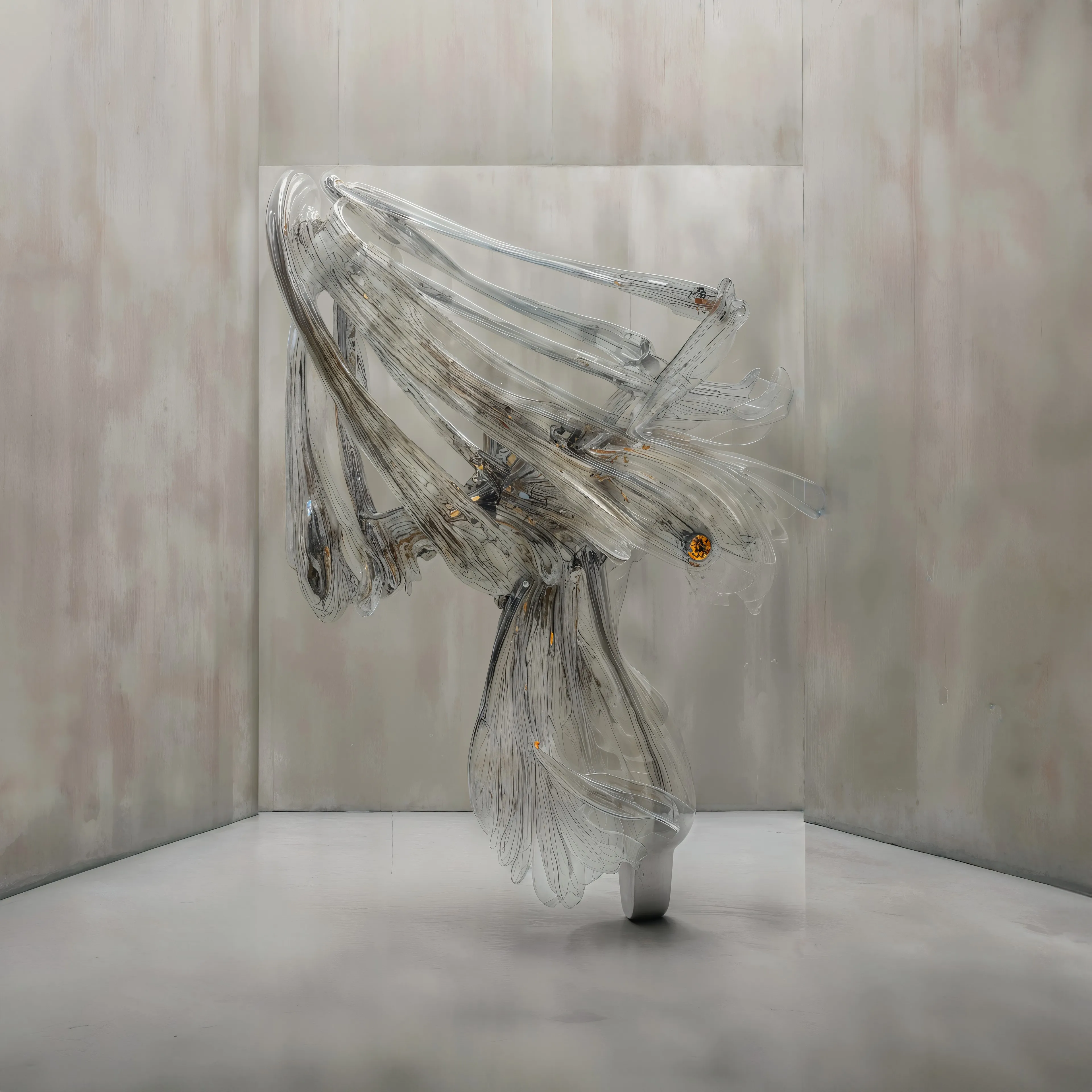 The collection GENESIS II: BODY MACHINE (MERIDIANS) by Sougwen Chung is a series of biomimetic robotic speculations sculpted in air. These works are created using custom training models and spatial technologies, where gestural lines are suspended and scale is a permeable medium. The artist captures these lines using gestural VR and motion capture, which are then reimagined as 'Machine Meridians.' This Meridian data represents the body as a generative system. 

This data serves as the foundation for a groundbreaking new spatial dataset, facilitating robotic collaboration and advancing the next generation of D.O.U.G. (Drawing Operations Unit Generations). 

BODY MACHINE (MERIDIANS) includes a collection of 168 unique generative artworks, each accompanied by movement data and a matching signed print.
