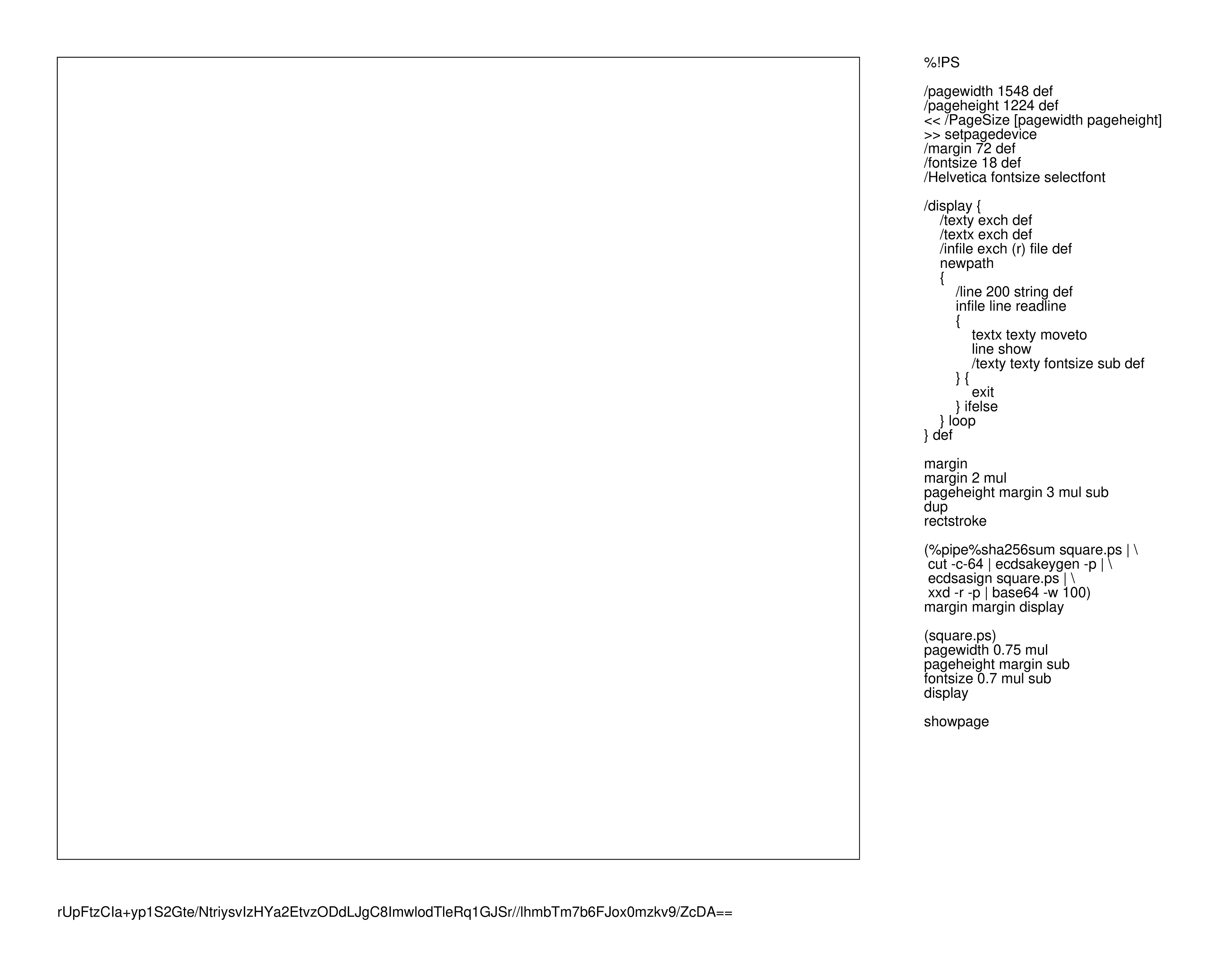 A PostScript Quine that signs itself with a cryptographic key generated from its own source code.

In generating the image of a square that code produces a least-object of aesthetics that serves as art under the attention invited by the program's operation, thereby establishing itself as both art and artist under the identity of its cryptographic key.