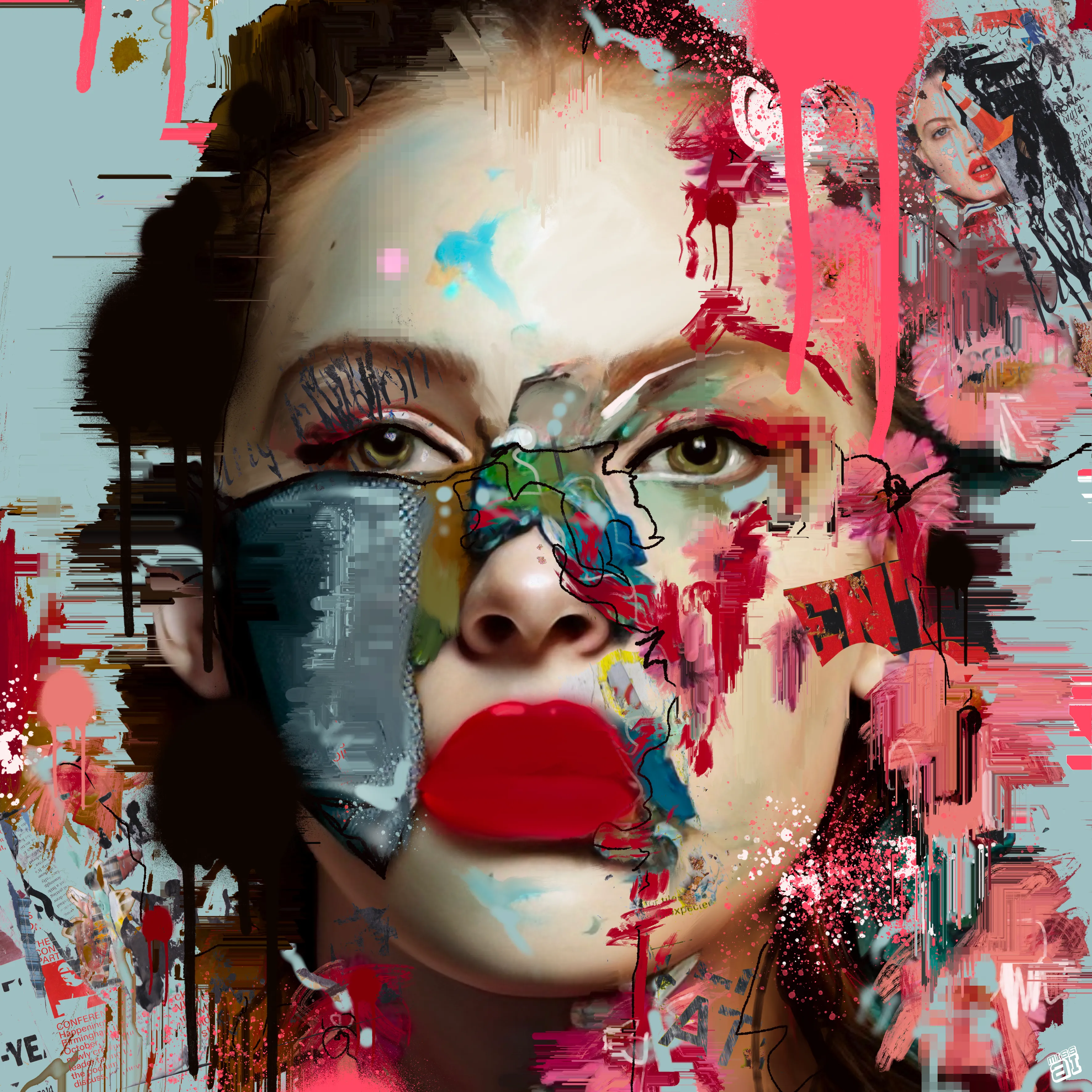 "graffiti android soul  
coded AI heart  
lost in dreams of programmable ecstasy."

An AI intervention by Miss AI