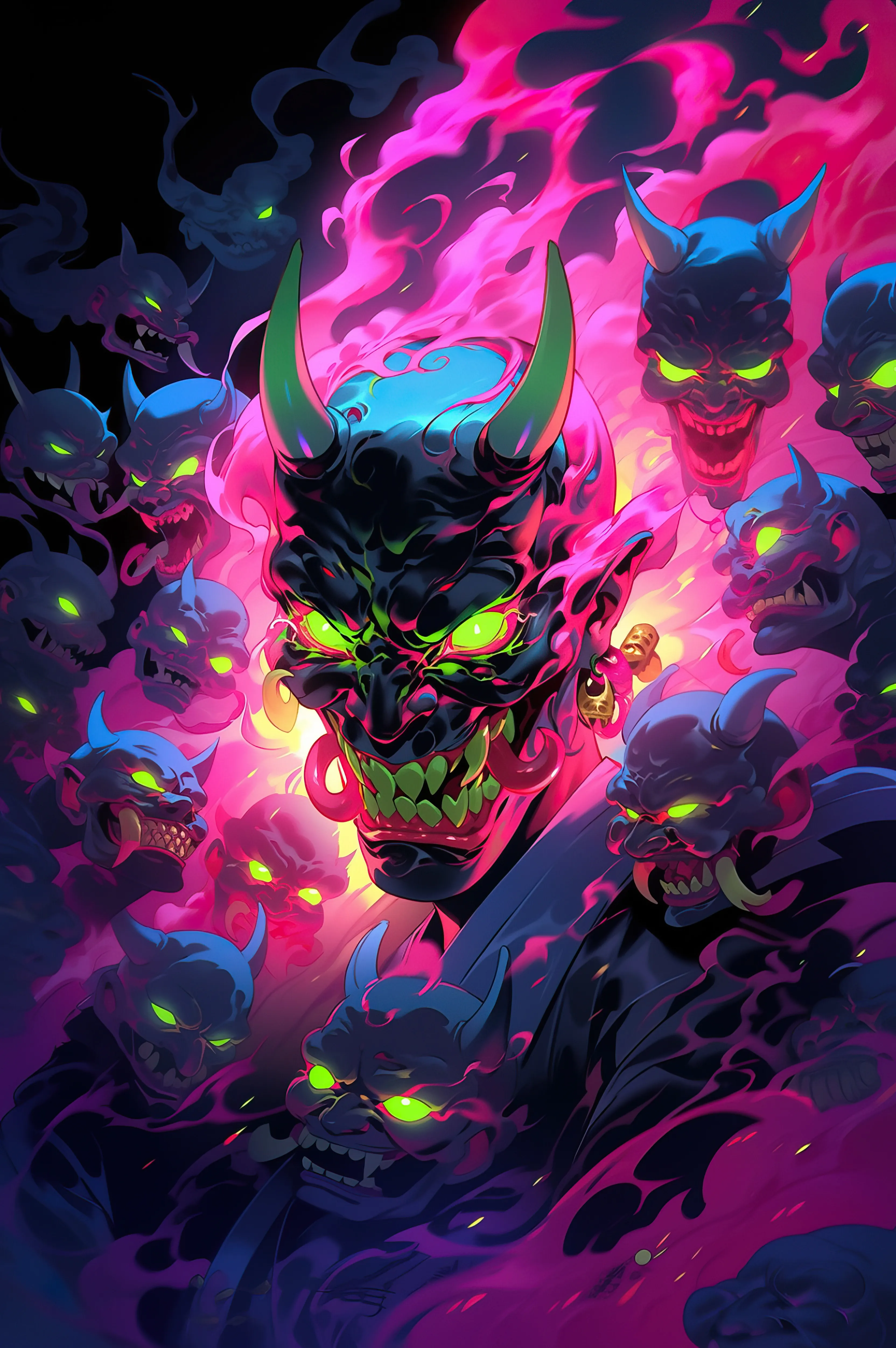 In the heart of the oni, chaos dances as a wicked desire, a symphony of mischief echoing through the night.
