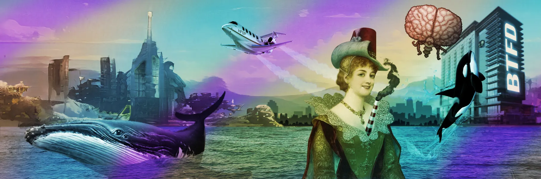 The Coterie minted their headers one by one, summoning weirdos from the past, degens from the future
and Zombies for the fortunate. Warping them in to silly colored places never visited before, multidimensional forced tourists in a legion of forever-still, panoramic dream lands. 

As we all know today, the Coterie took control of the Blue Bird Society, one header at a time. A thousand humans, opening a door to nonsense and dreams, controlling the layers of reality in a never ending work of art.