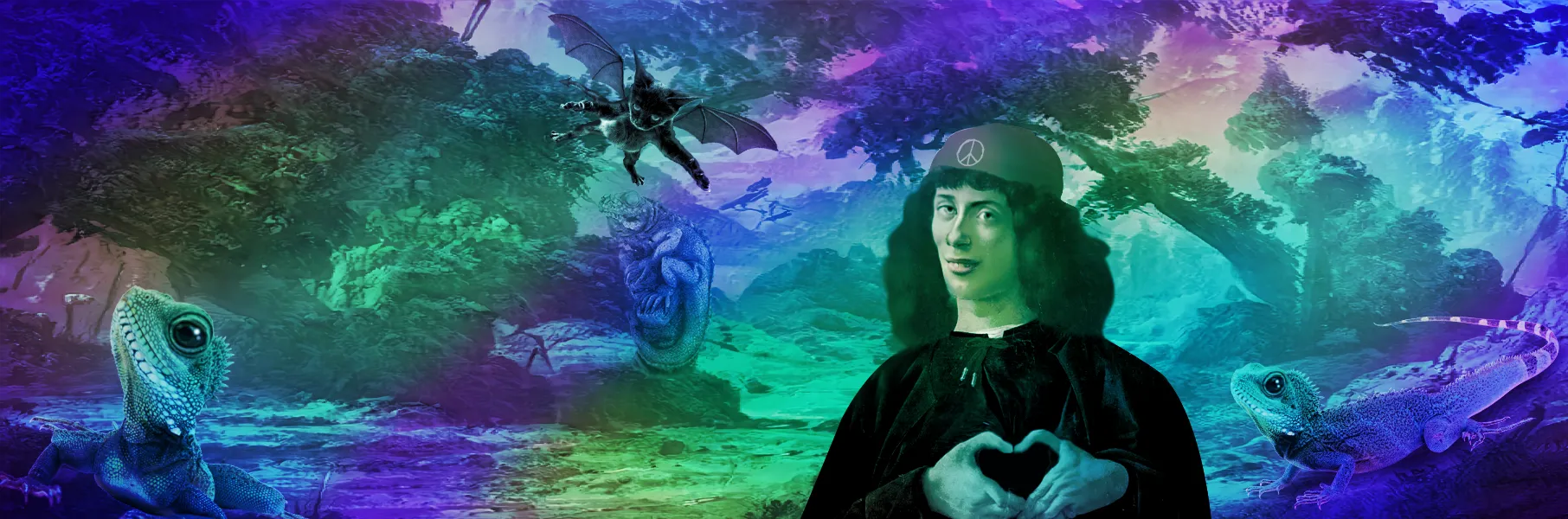 The Coterie minted their headers one by one, summoning weirdos from the past, degens from the future
and Zombies for the fortunate. Warping them in to silly colored places never visited before, multidimensional forced tourists in a legion of forever-still, panoramic dream lands. 

As we all know today, the Coterie took control of the Blue Bird Society, one header at a time. A thousand humans, opening a door to nonsense and dreams, controlling the layers of reality in a never ending work of art.