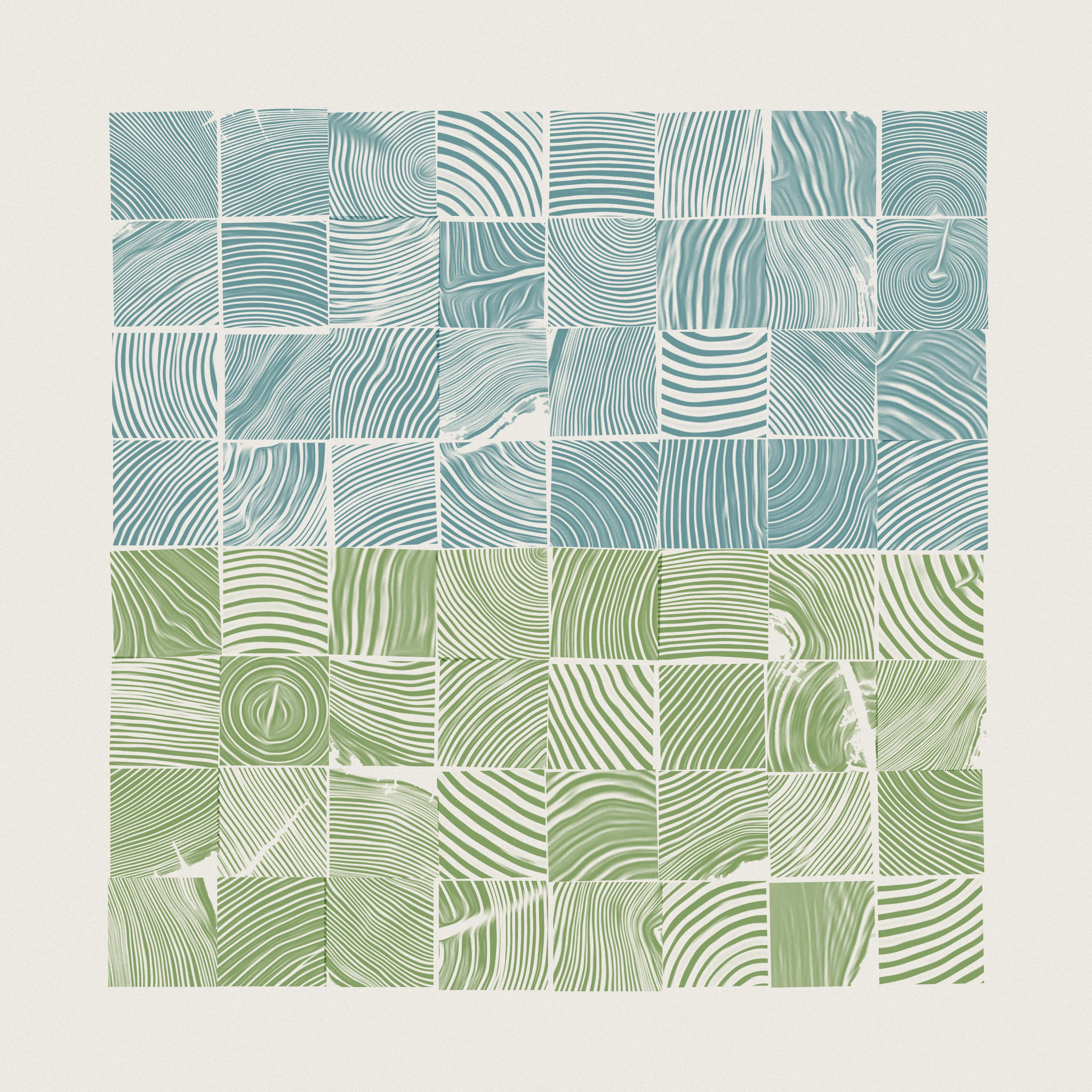 An 8x8 generative landscape of a village green using my custom woodblock algorithm. Created using javascript. 
My first Open Edition.