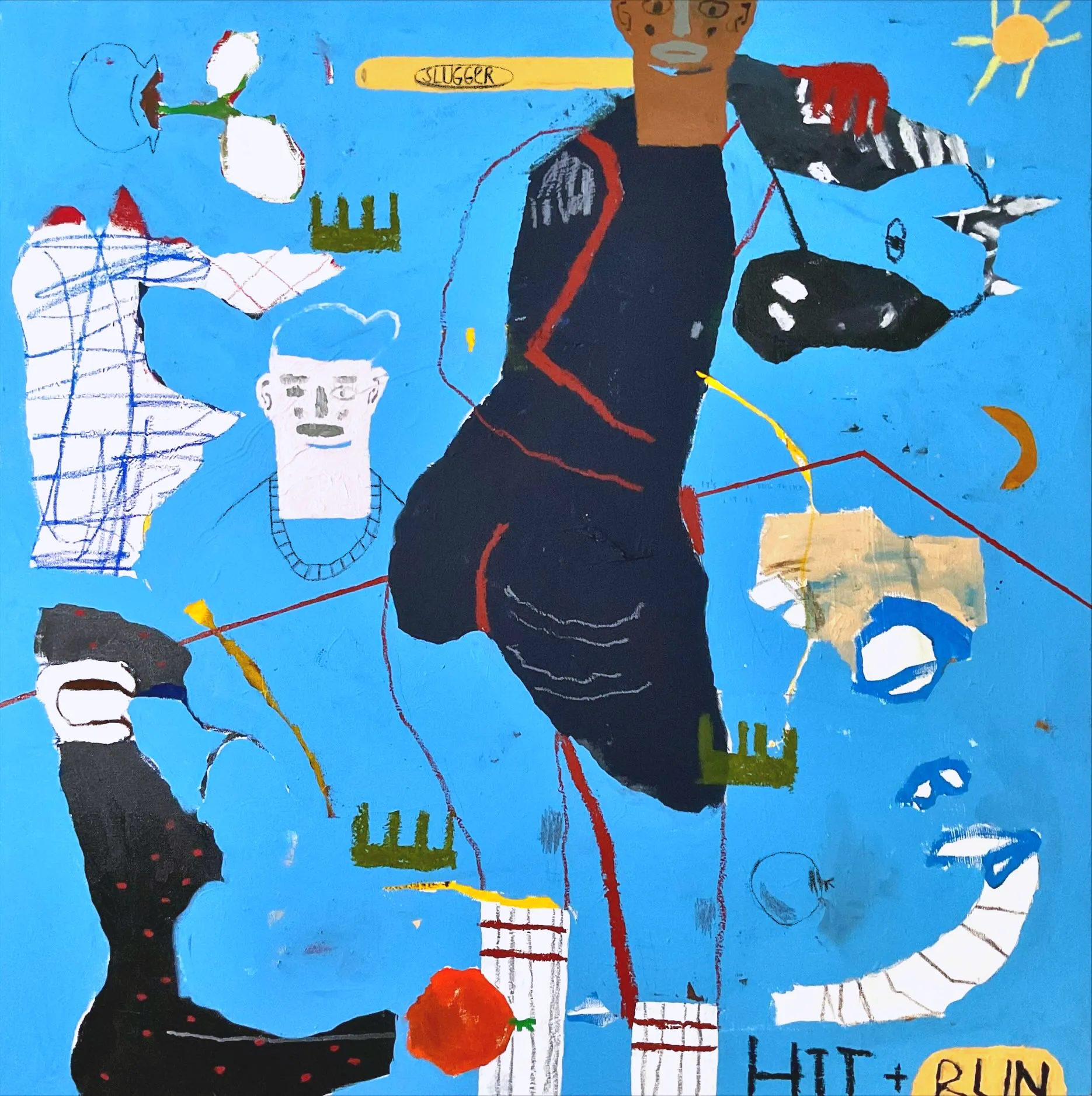 everything I do is for the love of the game.

digital token for the physical canvas work.  
Size (h w d): 36 x 36 x 3 in  
Medium: Acrylic, Oil Pastel, Oil Stick, Crayon, and Pencil on Canvas  
Subject Matter: Abstract, Figurative, Folk  
Type: Painting  
Creation Date: c. May 2024