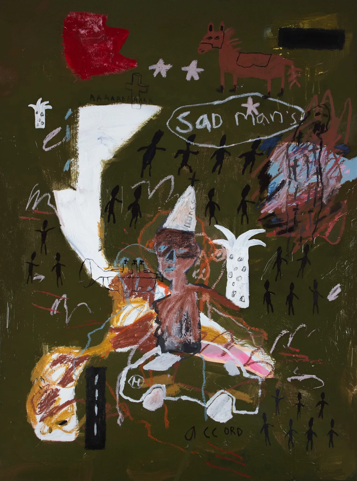acrylic, oilstick, oil pastel on canvas 
36x48 inches 
2023