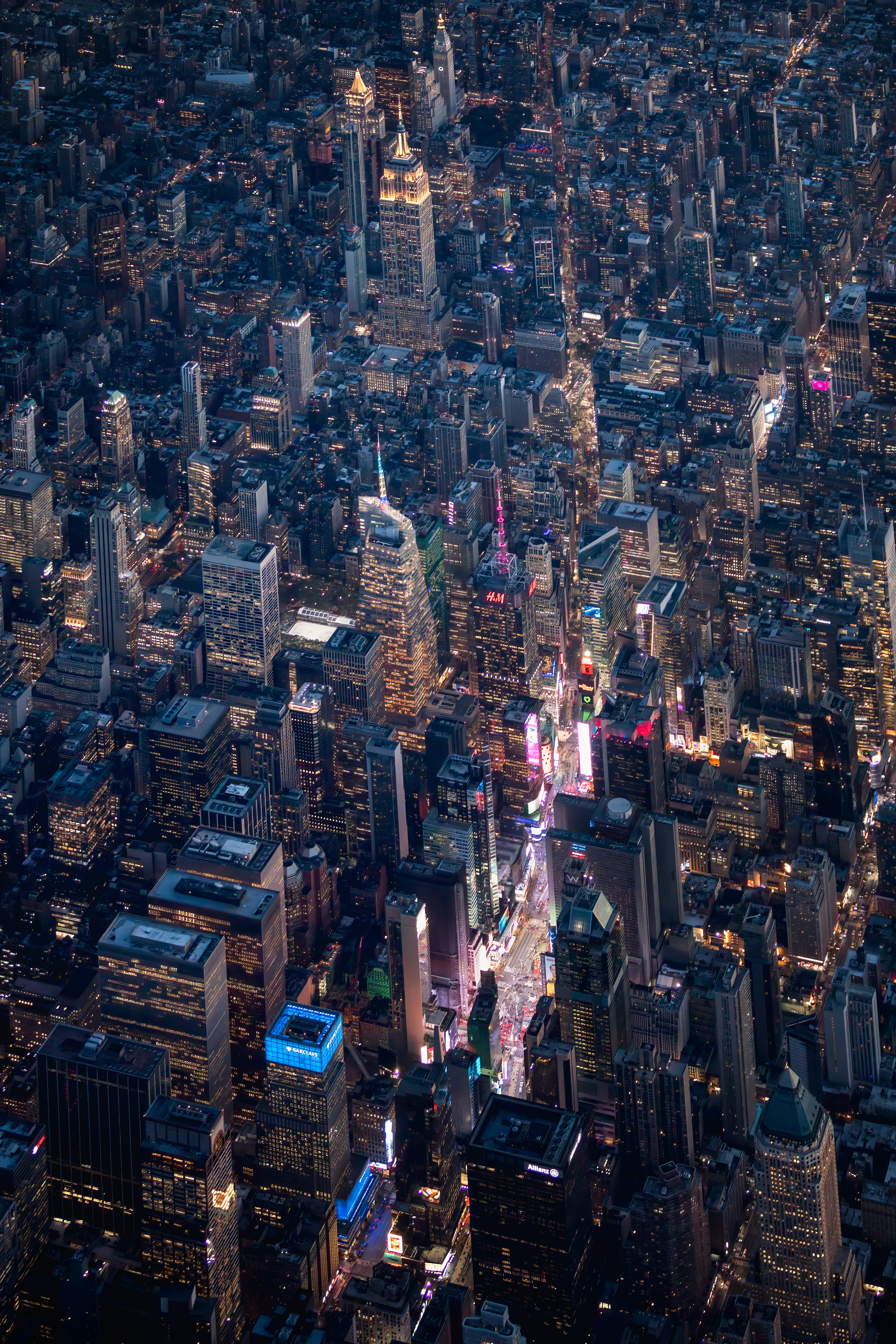One of my favorite subjects to hear people talk about is their first impression of NYC.  So often, I hear how overwhelming it is.  The speed, the amount of people , and the overall experience of being overstimulated are the main contributors to people's memories.  Flying  over a mile above the city, it is oftentimes difficult to illustrate those feelings, but this frame, I feel does just that.  