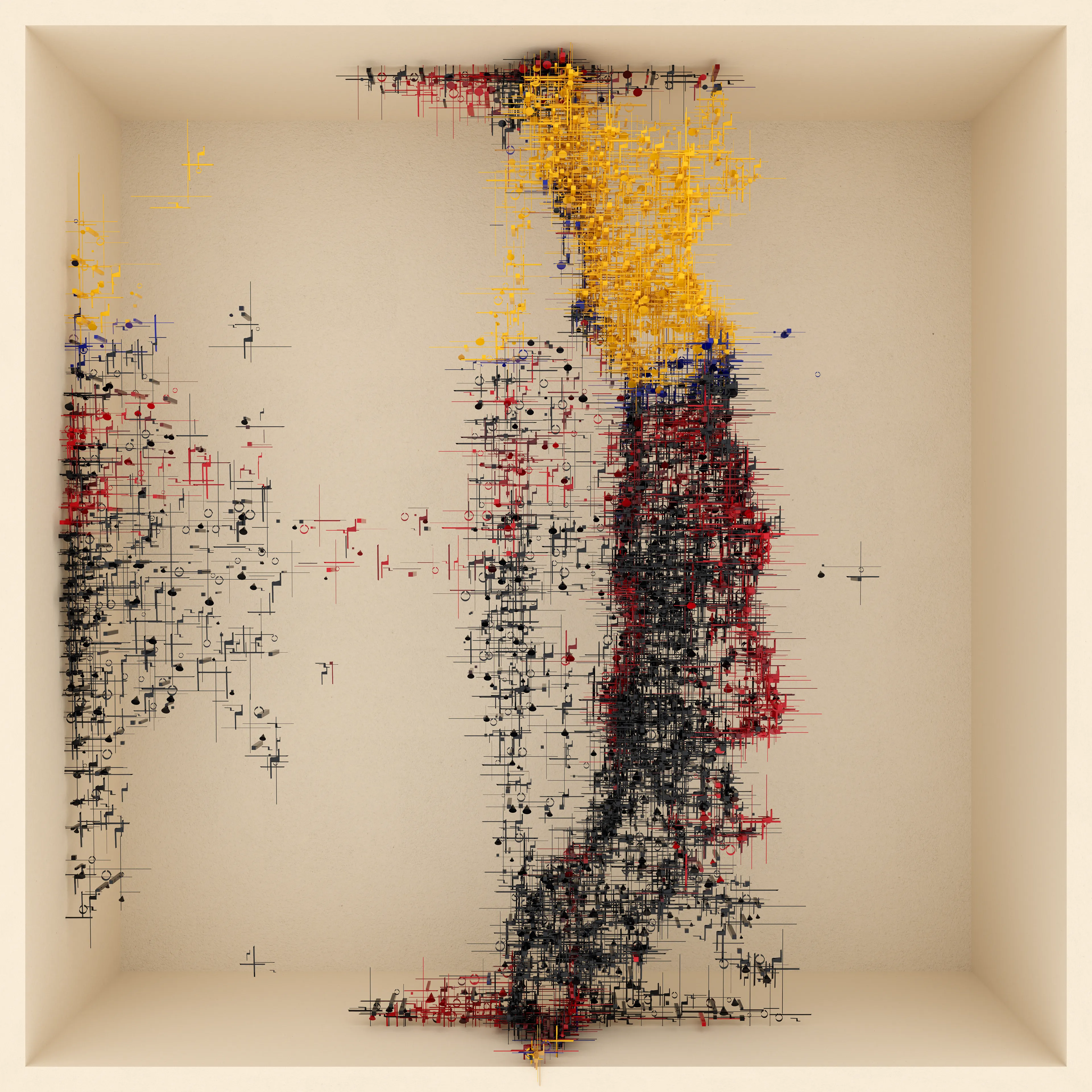 Generative art created by Eko33 using code and a 3D engine.

Unique NFT accompanied by unique print on ChromaLuxe Aluminum with semi-gloss finish in size 1.2 x 1.2 m

Signed by the artist