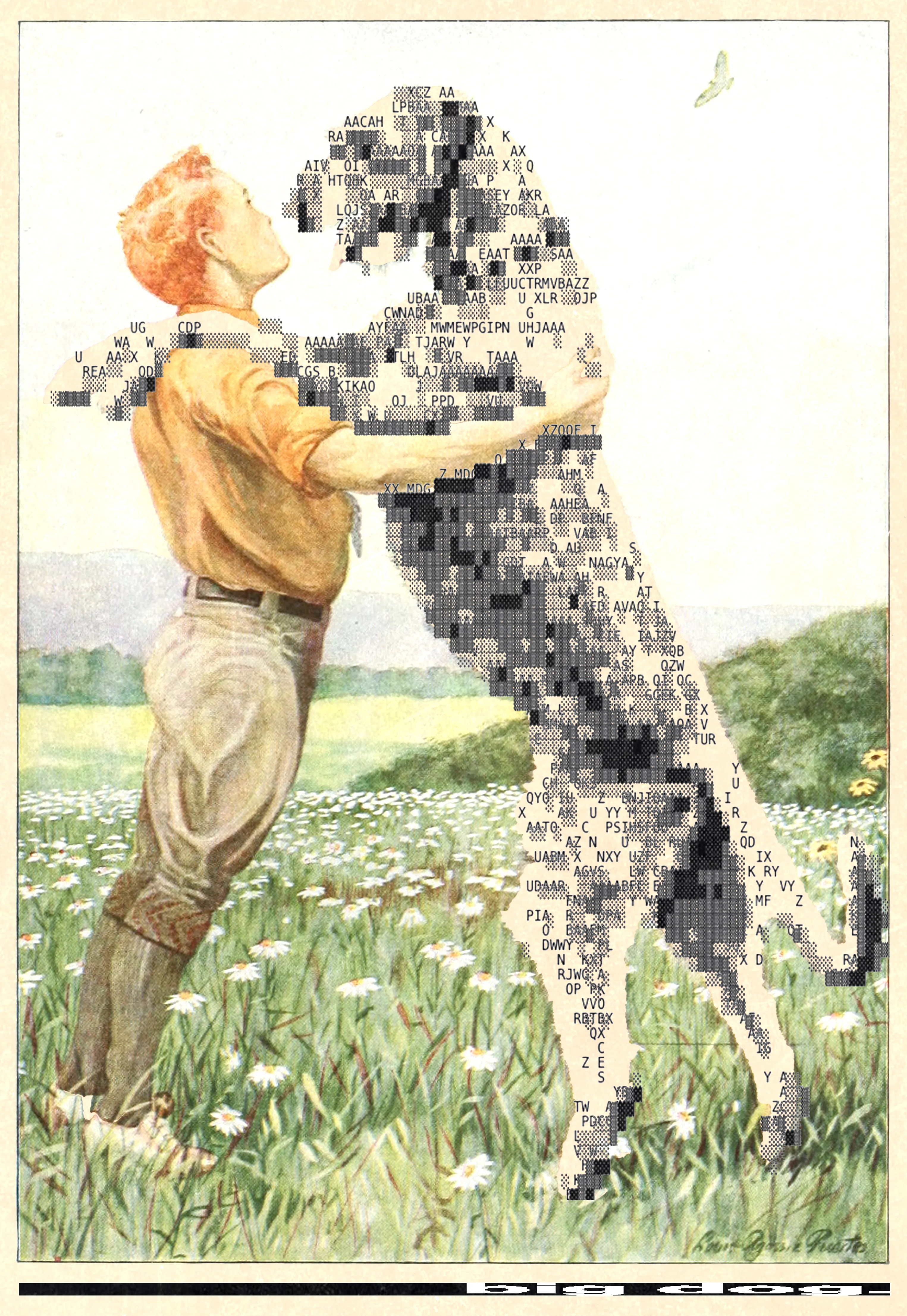 an extract from “The book of dogs” by Louis Agassiz Fuertes and Ernest Harold Baynes, modified by ascii elements.  
3050x4427px.  
2025.