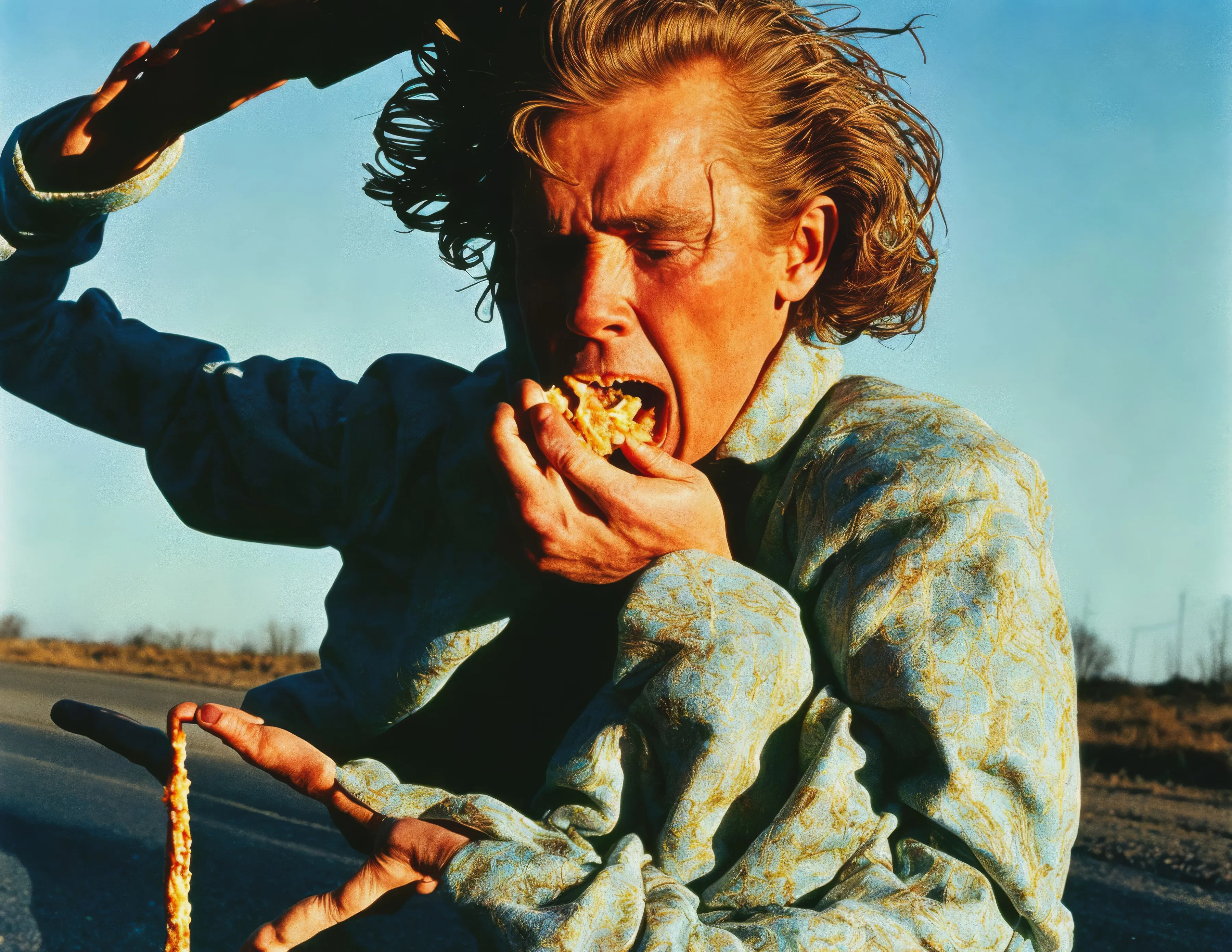 ‘Excessize’ collection of 12 unique works which served as a precursor to the award-winning series ‘Life in West America’, offers a critical depiction of American consumerism and the fast food culture.  
Created in 2022, Rainisto employs the visual style of vintage Americana photography and the capabilities of early custom finetuned diffusion models. Each piece captures the post-war United States atmosphere, examining mass production, overconsumption, excess and food uniformity. It draws parallels between the mass production of fast food and AI’s emphasis on efficiency and scalability, suggesting a trend towards cultural and creative homogenization.
